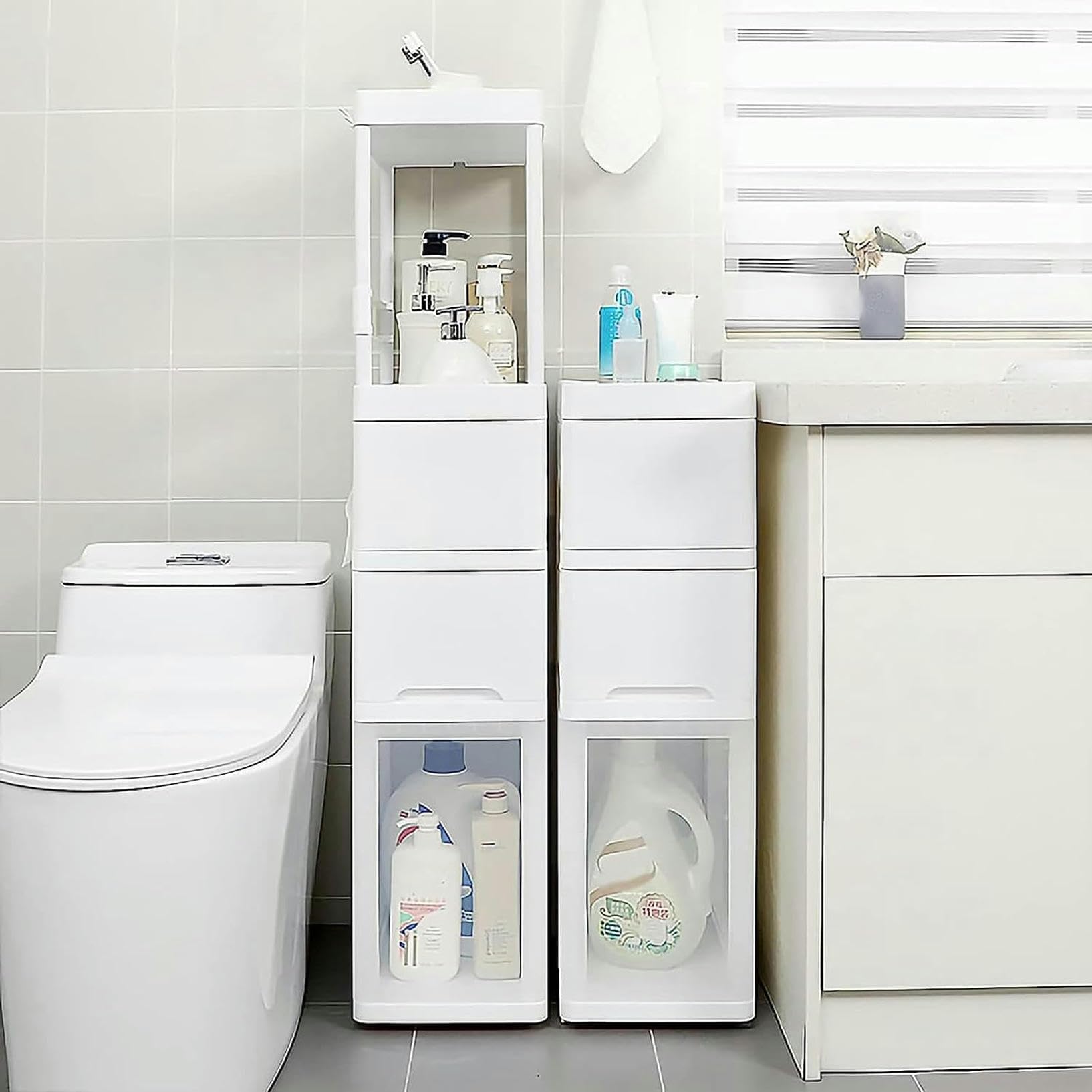 Cajones de almacenamiento apilables con ruedas, estrechos, delgados, independientes, Torre de almacenamiento, impermeables, laterales, para baño, cocina, estudio, armario