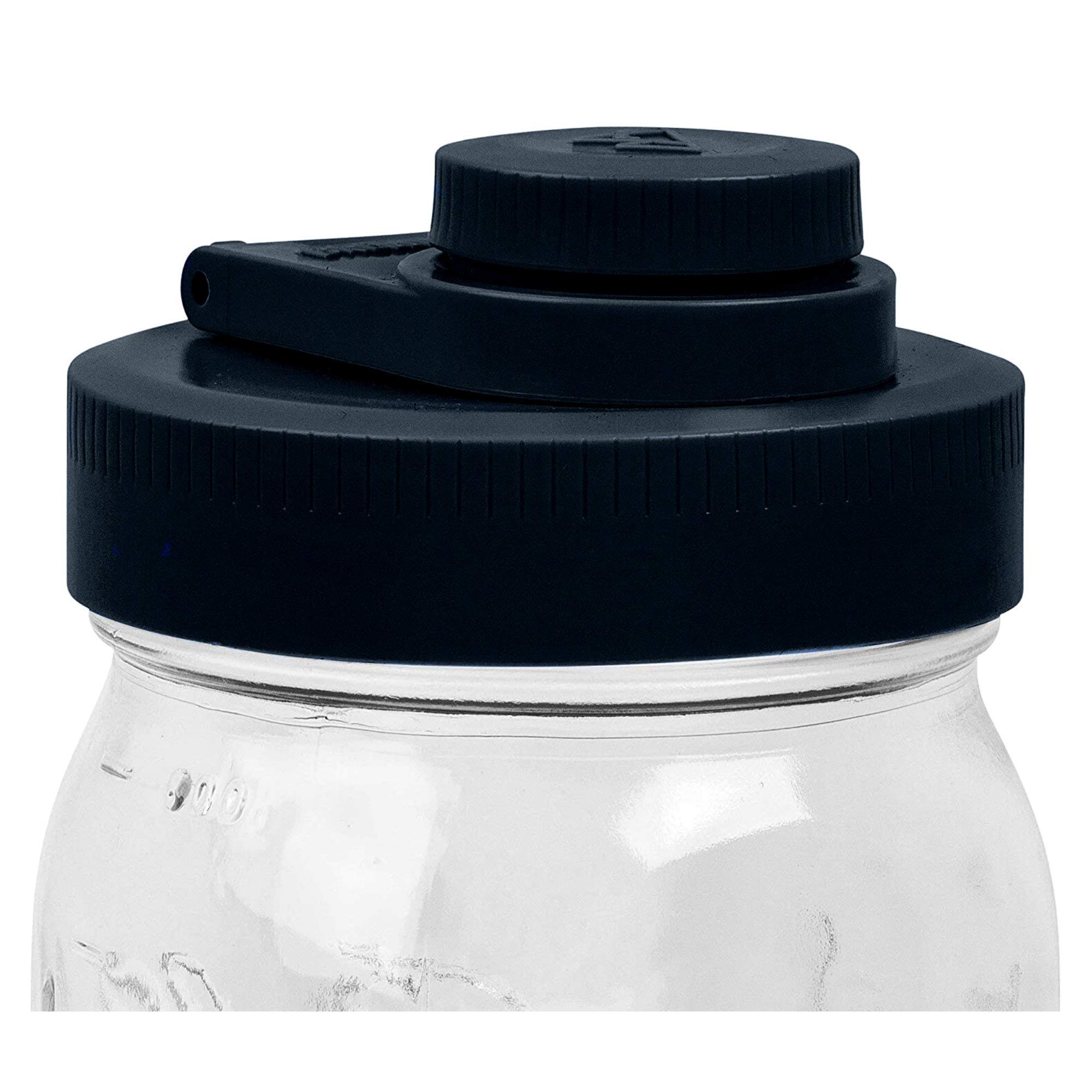 Brewing America Glass Mason Jar Pitcher with Lid - Ball Jar, 1 Quart (32 oz) with Black Wide Mouth Pour Spout for Drinking, Smoothie Cup Tumbler, Made in USA, 1-Pack