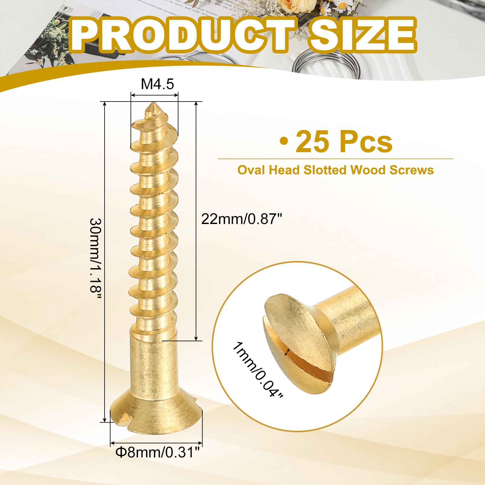 PATIKIL M4.5 x 30mm Slotted Wood Screw - Image 2