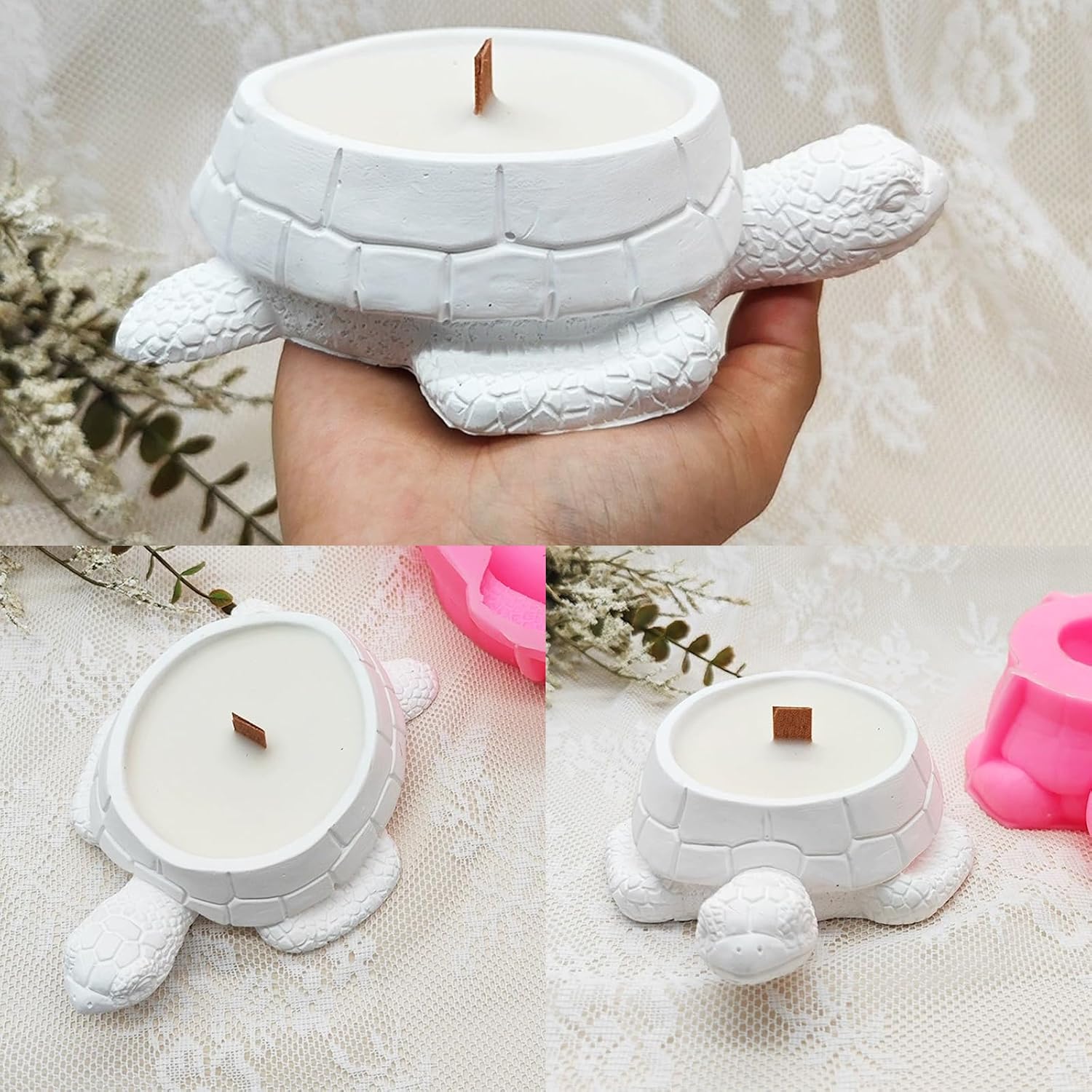 Turtle Silicone Planter Molds, 3D Turtle Plant Pot Resin Cement Concrete Molds, Unique Animal Candle Holder Container Storage Box Mold, Epoxy Resin Art Craft Mold Home Decor