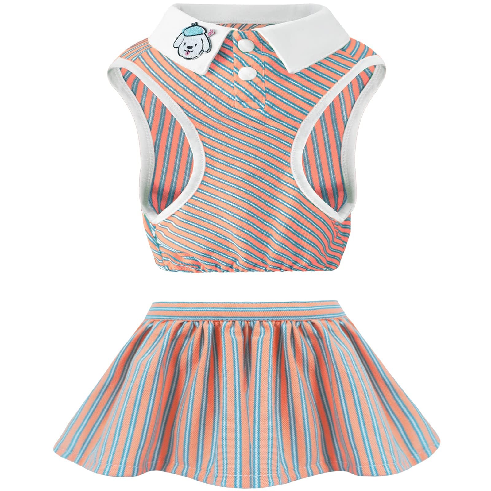 Topkins Dog Dress Puppy Skirt, Dog Sports Dress, Pet Outfit in Summer Athleisure for Small Medium Dogs, Dogs Clothes with Buttons, Cat Apparel (Orange