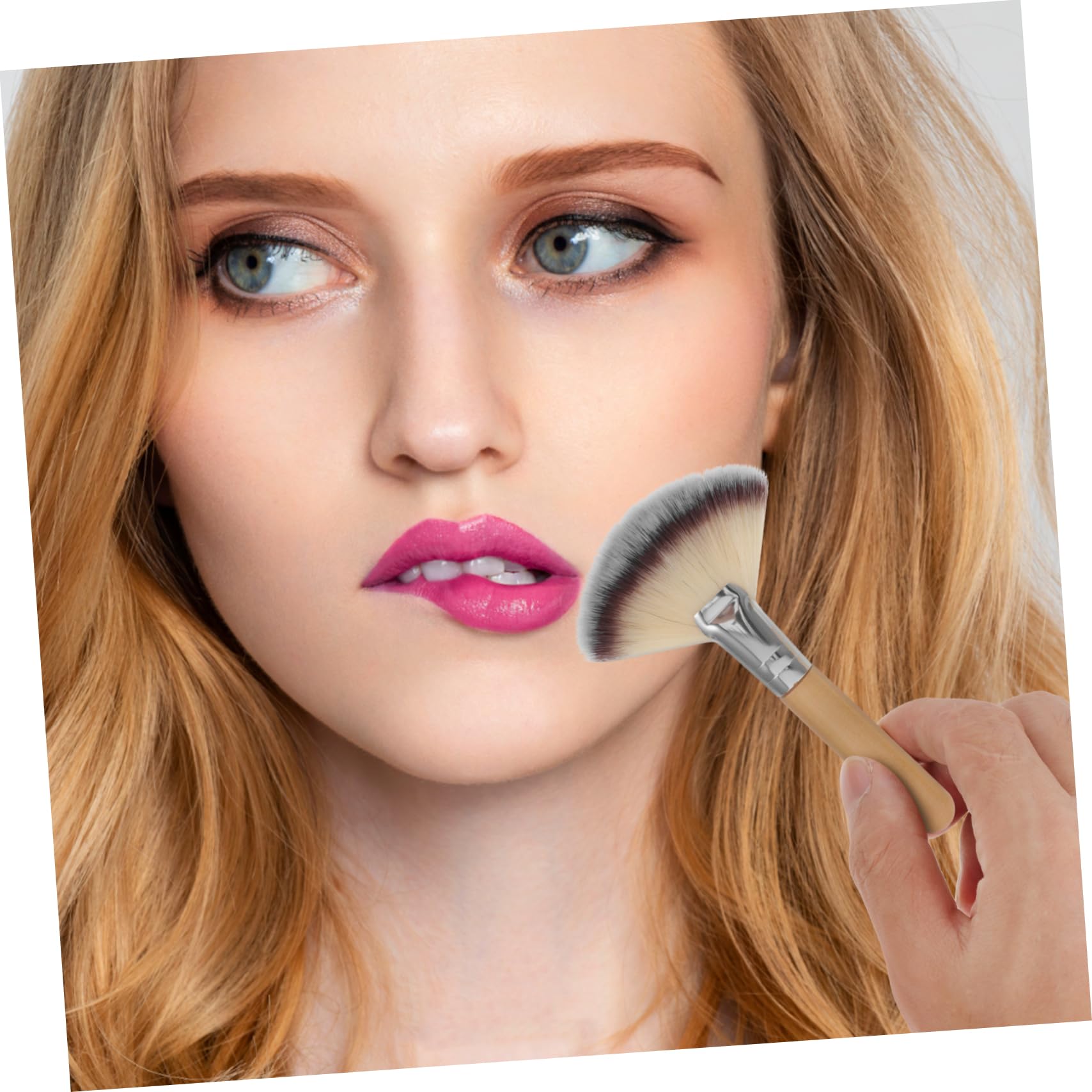 Mikinona 20piezas Brochas De Maquillaje Forma De Abanico Para Aplicar Base y Cerdas y Densas Para Difuminar y Resaltar El