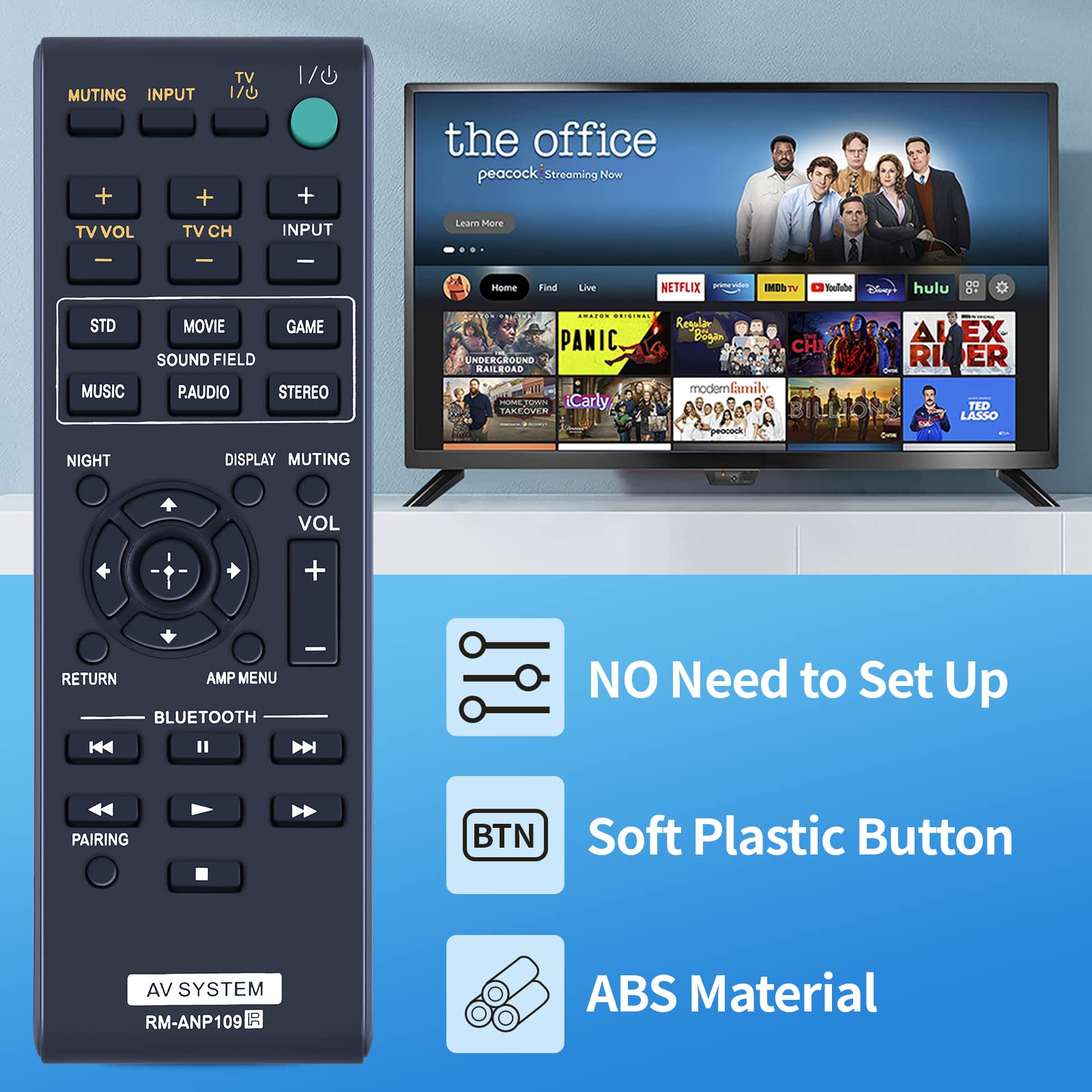 Replacement Remote For Sony SA-CT260 Soundbar System – RM-ANP109 | Works With HT-CT260 Models