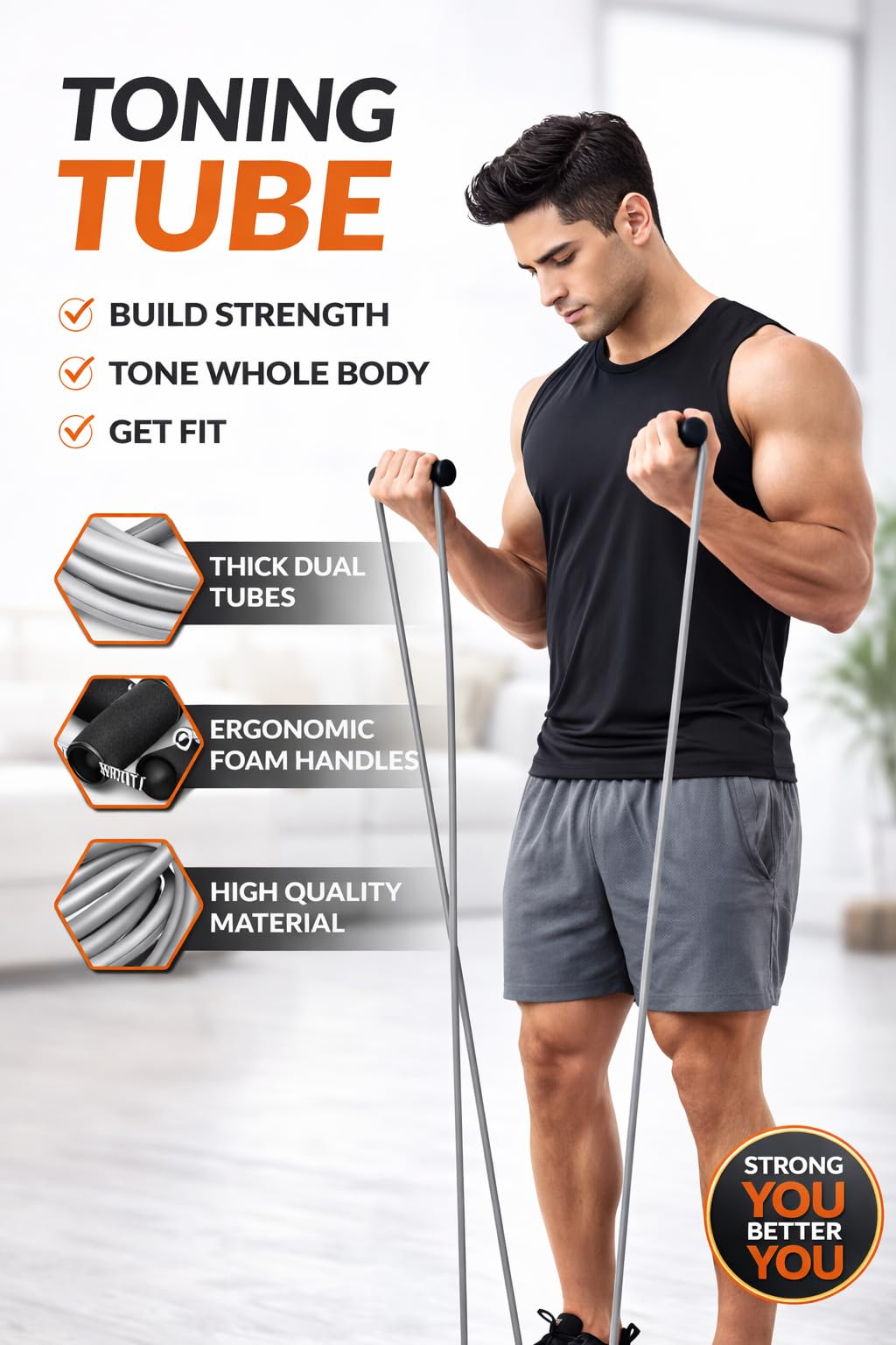 SUREFIT Double Spring Tummy Trimmer for Men & Women – Ab Exerciser with Foam Handle & Resistance Band – Full Body Fitness Combo Tool Kit for Abs, Legs, Arms, Chest & Home Gym Workout (Red) 1