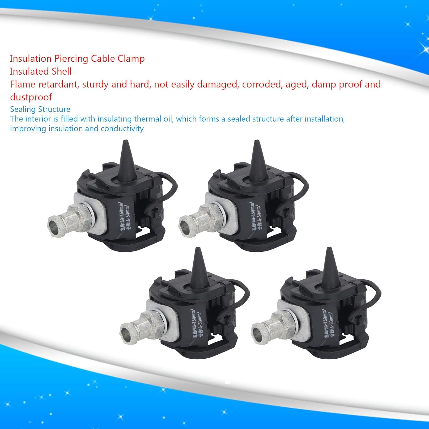 5 Pcs Insulation Piercing Connector, 1KV No Peeling Piercing Clamp High Low Voltage Cable Splitter Non Breaking Wire Insulation Puncture Wire Clamp (JJC-4)