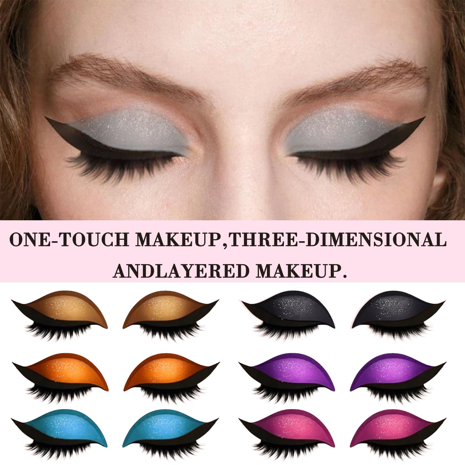 7 par Lazy Eye Shadow Eyelash Patch, 2 w 1, naklejki do cieni do powiek, brokatowe cienie do powiek, eyeliner, samoprzylepne, 7 kolorów, na wesele, imprezę, na co dzień, na karnawał i do