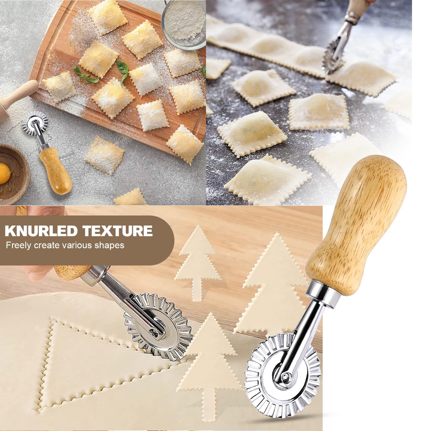 Set di 7 Pezzi Stampi per Gnocchi, Taglierine per Ravioli, Set Pressa per Empanada, Macchina per Pasta con Rotella Tagliapasta per Pot Stickers, Pierogi e Gyoza