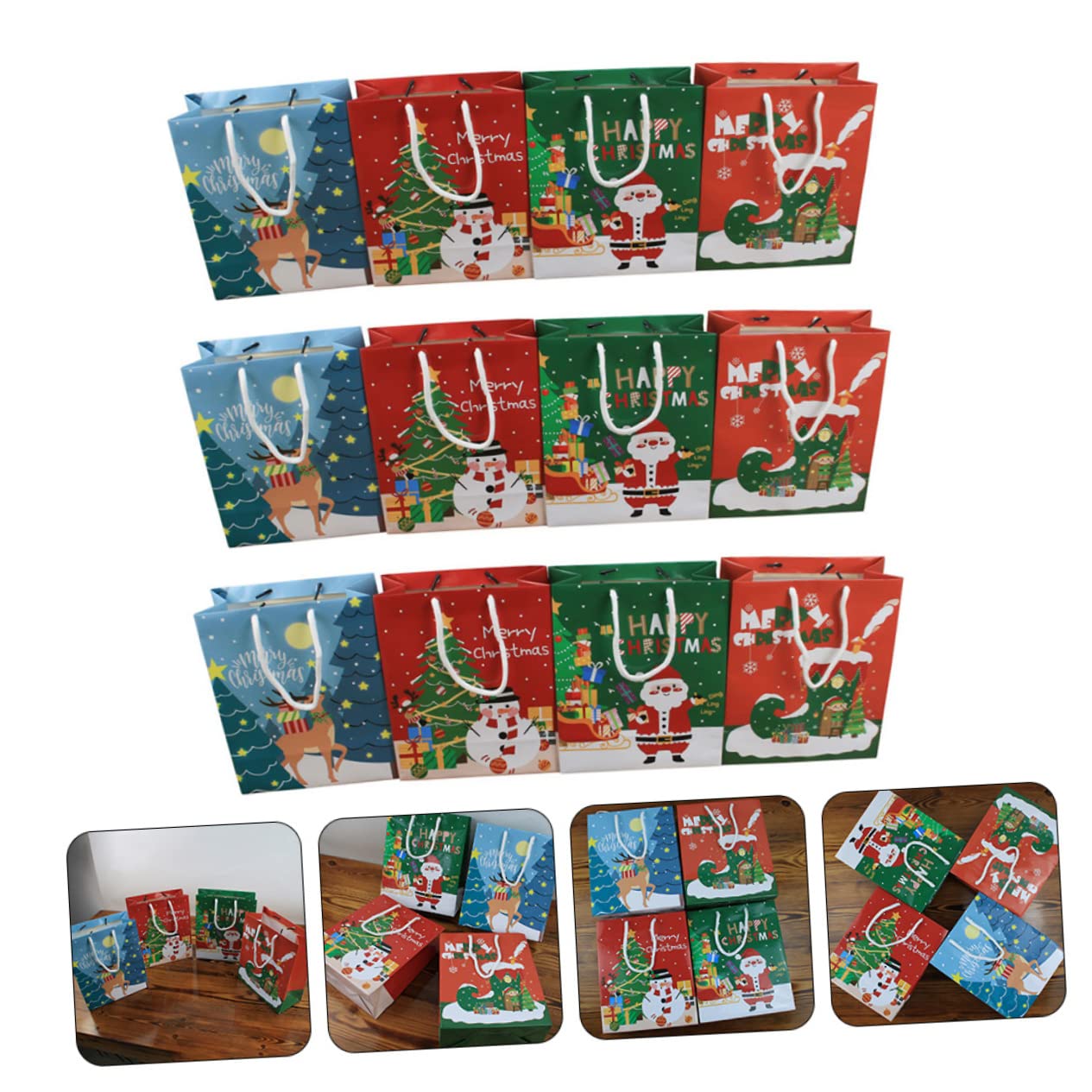 ULTECHNOVO 48stücke Weihnachtsgeschenktüten Robuste Papierbeutel Für Süßigkeiten Kekse Und Snacks Für Weihnachtsfeiern Und Dekoration Tragbar Und Leicht Für
