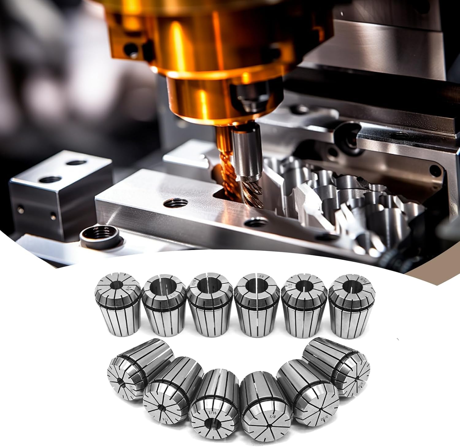 R8 Taper ER32 Collet Set, R8 ER32 Collet Holder Chuck Kit with 22 PCS Collets (0.0004'' Accuracy) 4