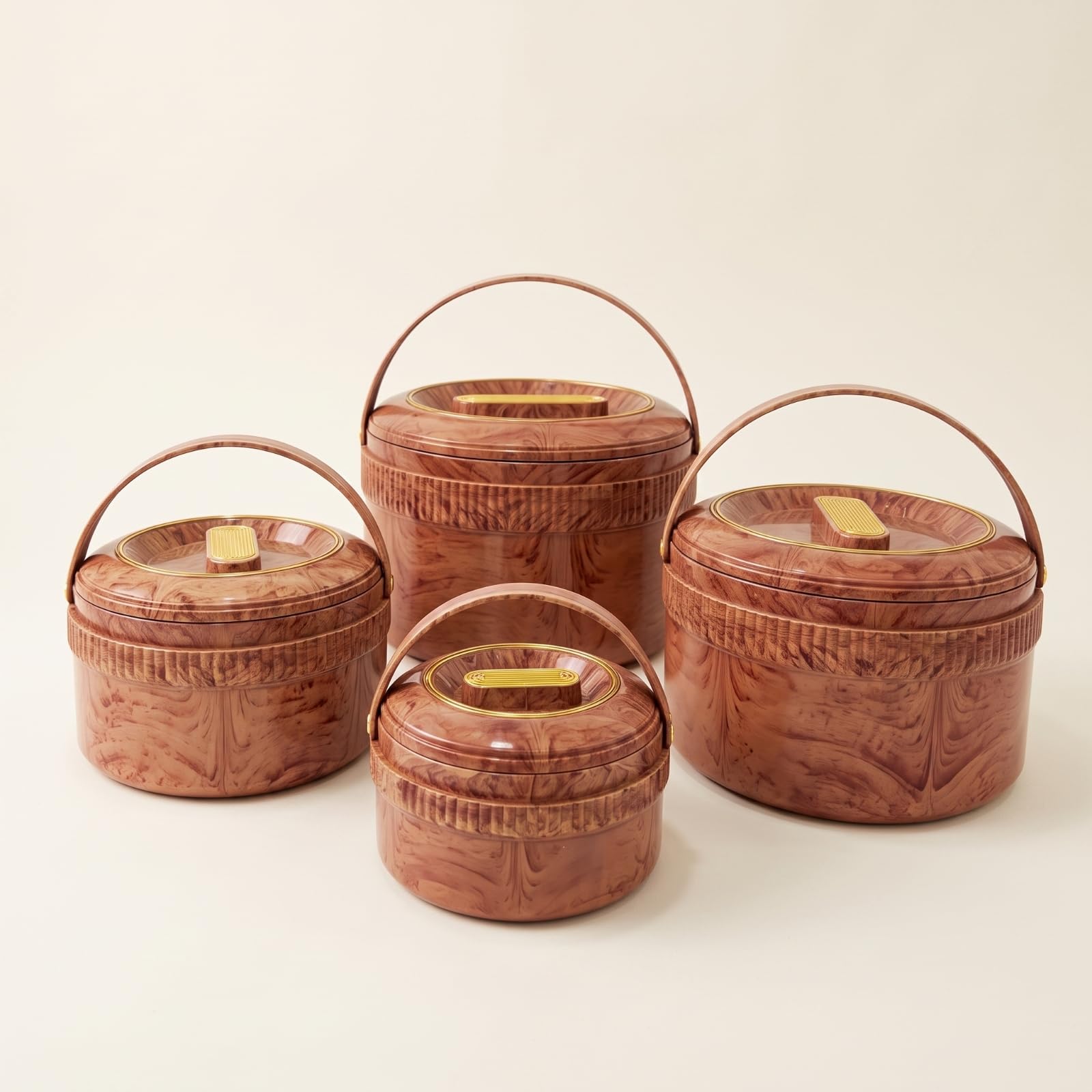 4 Stück Lunchpot mit Tragegriff Isoliert Thermobehälter mit Edelstahl-Innentopf Wärmeisolierend Isolier-Essensbehälter Deckel für Schule, Picknick