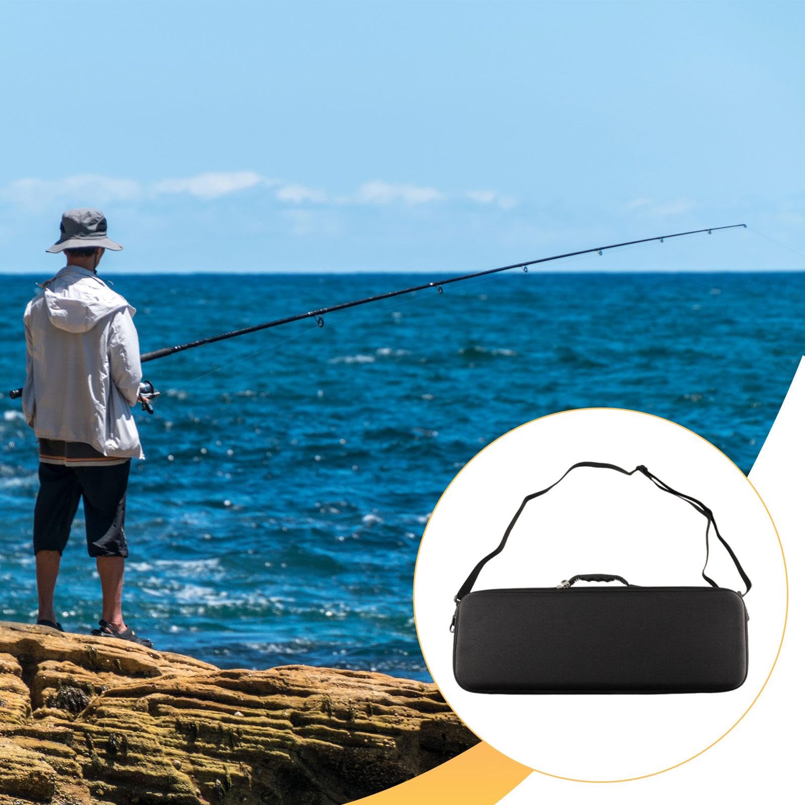 Oshhni pêche Rigide en EVA pour Canne et Moulinet, Antichoc, avec poignée et étui Transport Multifonctionnel.
