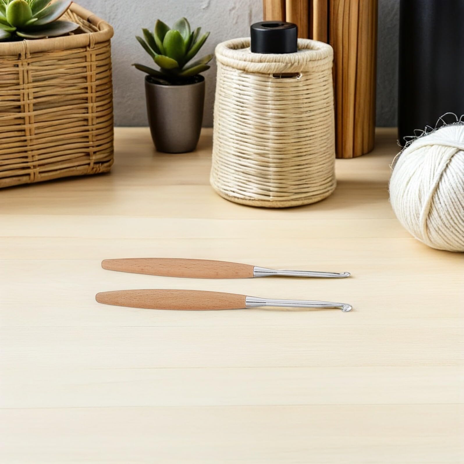 ORFOFE Ganchos de Crochet con Mango de Madera Ergonómico Kit de Agujas de Tejer para Principiantes y Aficionados Herramienta para Proyectos DIY con Hilo