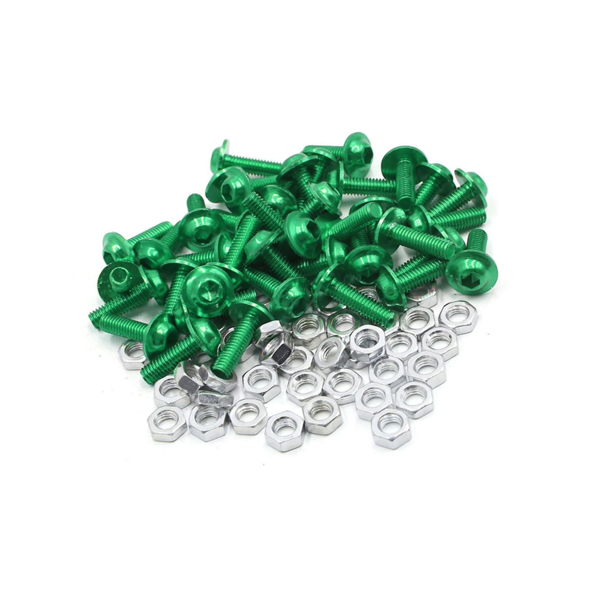HEROFFIX 40pcs M6 Green Aluminum Alloy Hex Socket Head Motorcycle Bolts Screws Nuts Replace Parts