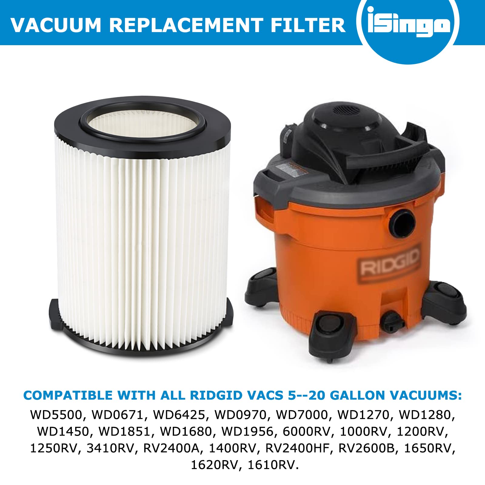 iSingo Ridgid Standard Wet/Dry Vac 