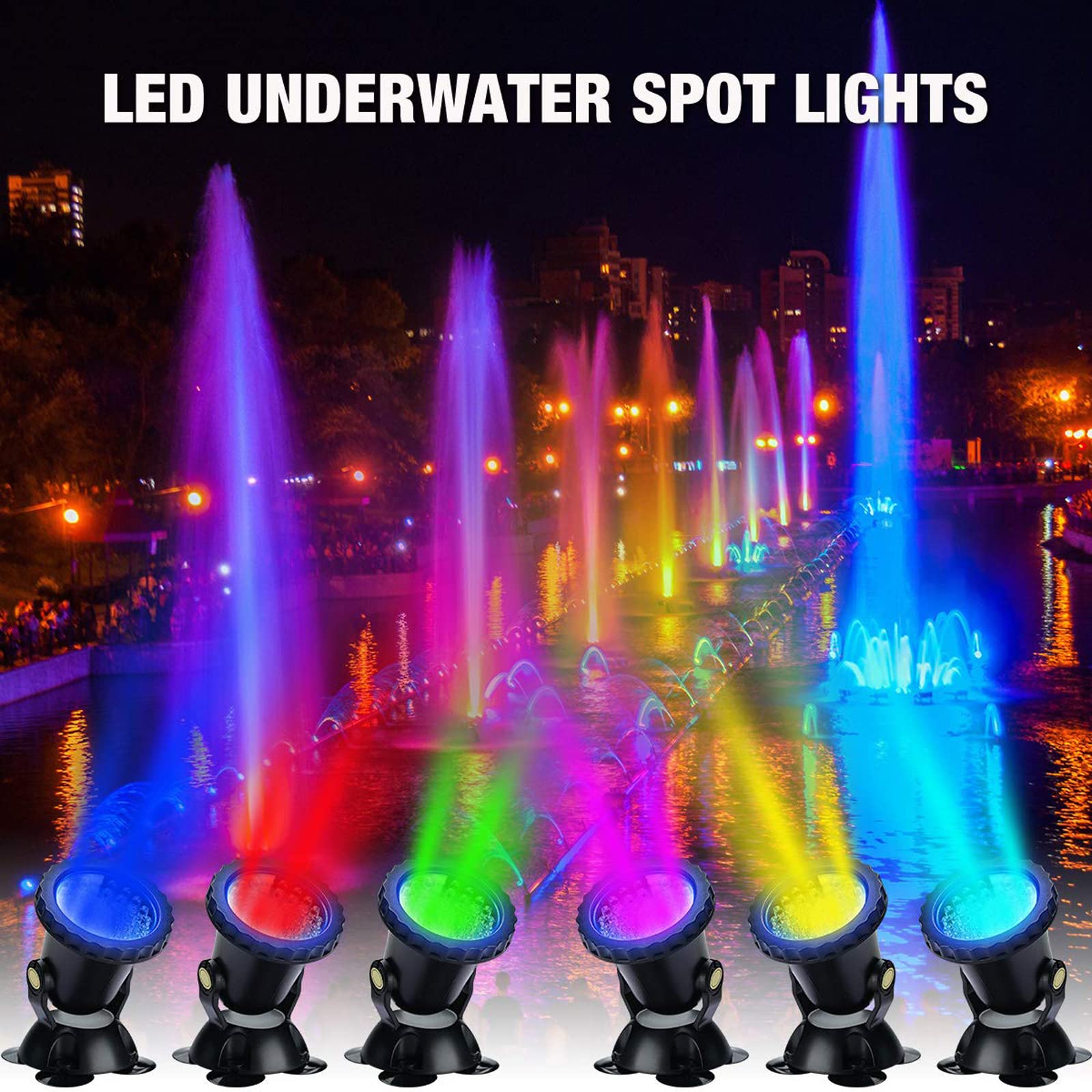 Lychee LED Lighting Gartenteich Lampe RGB Aquarium Licht, Fernbedienung Unterwasser Spot Licht IP68 Wasserdicht für Gartenteich Aquarium Beleuchtung, EU stecker (6 stücke)