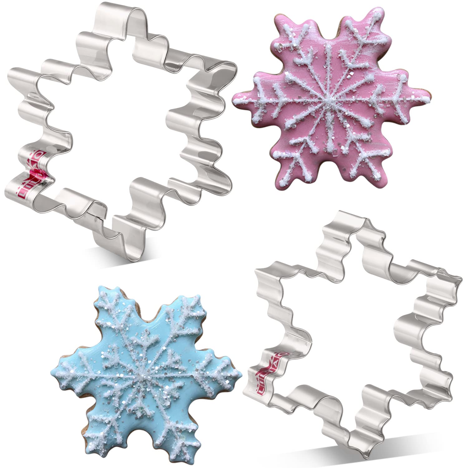 LILILIAO Christmas Winter Snowflake - Juego de moldes para galletas (2 unidades, 10,16 y 9,52 cm, acero inoxidable)