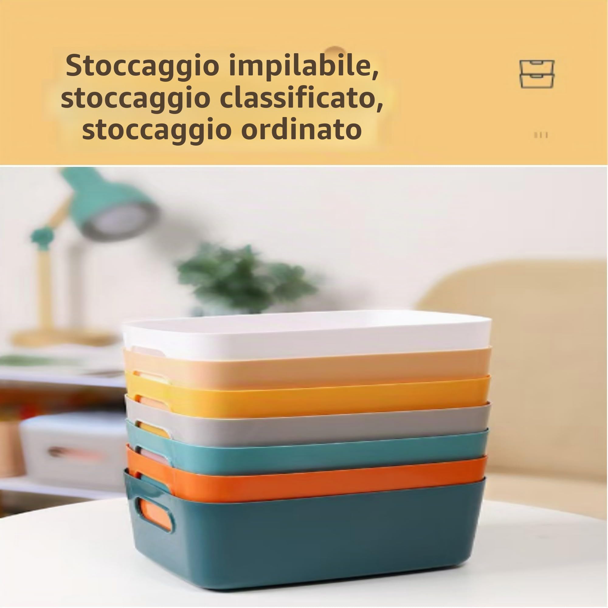 Scatola di archiviazione in plastica cestino di archiviazione cestino cucina di scatole di plastica per bagno armadio (Bianco, 8piece30cm+2piece25cm)