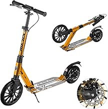 SUNPIE Kickboard Kick Scooter Foldable 2025 Latest with Disc Brake 10-Inch Tire Foot/Hand Brake Adjustable in 4 Steps Fully Functional for Children/Adults Aluminum Made for Adults/Children Birthday