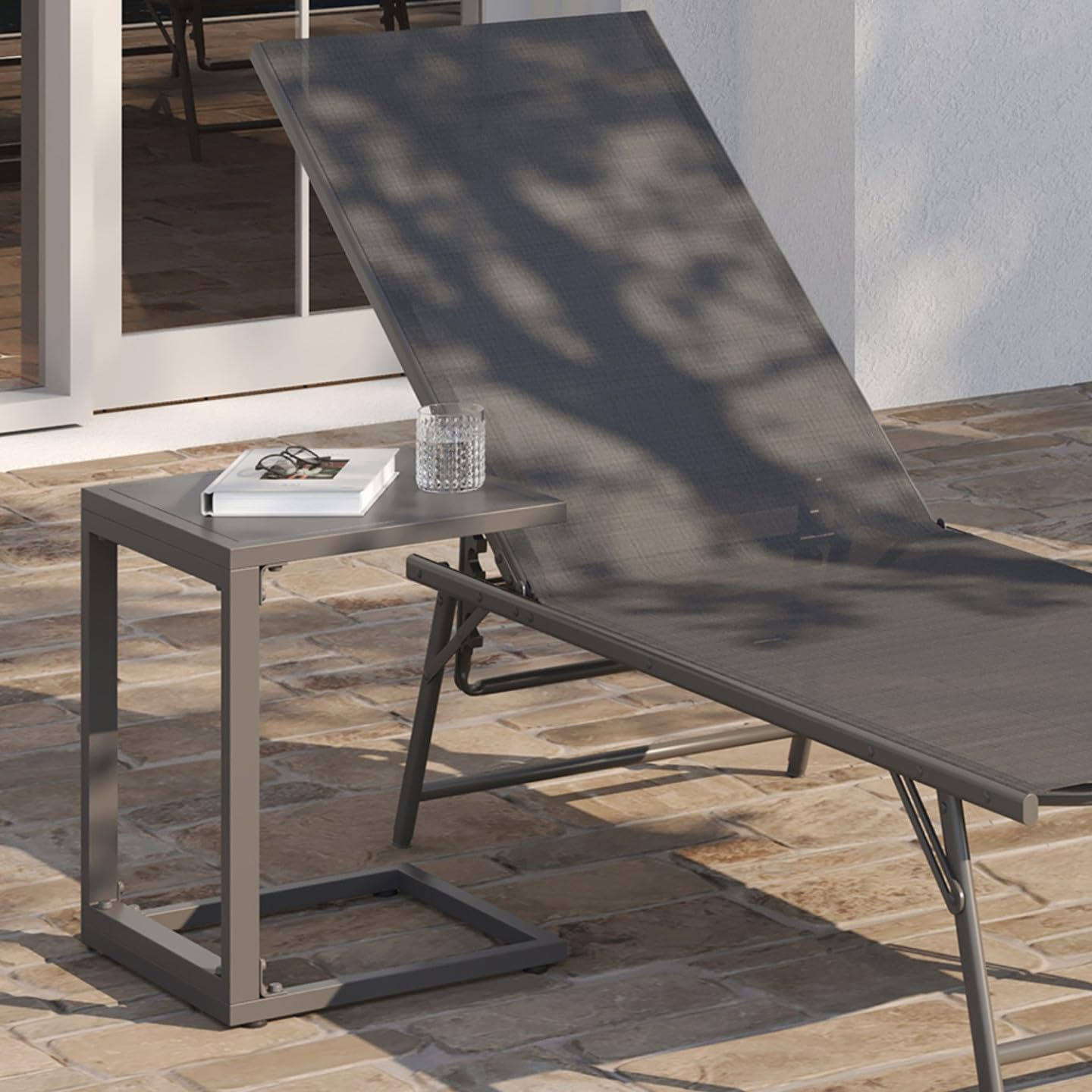 IDMarket - Lot de 2 Tables d'appoint de Jardin pour transat et Bain de Soleil Palma Gris Anthracite