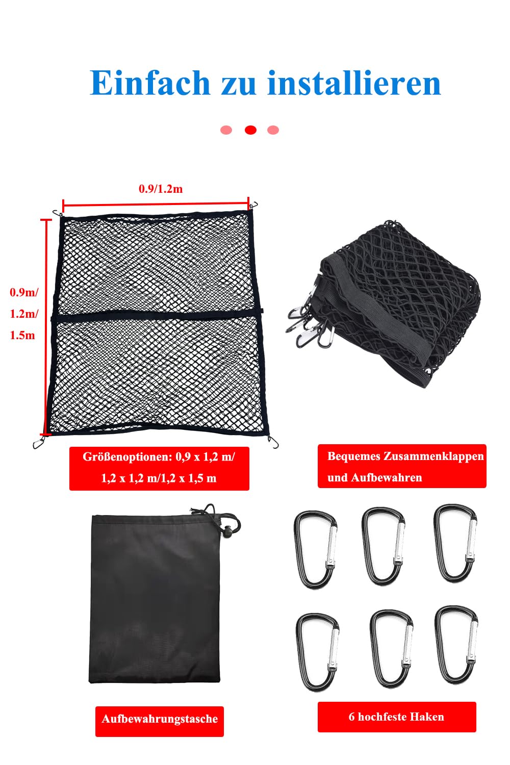 Rete per bagagli ad alta elasticità, a doppio strato, semplice organizer da letto per camion, 1,5 m x 1,5 m, estensibile fino a 3 m x 3 m, adatta per carichi quotidiani leggeri di camion, auto, camper