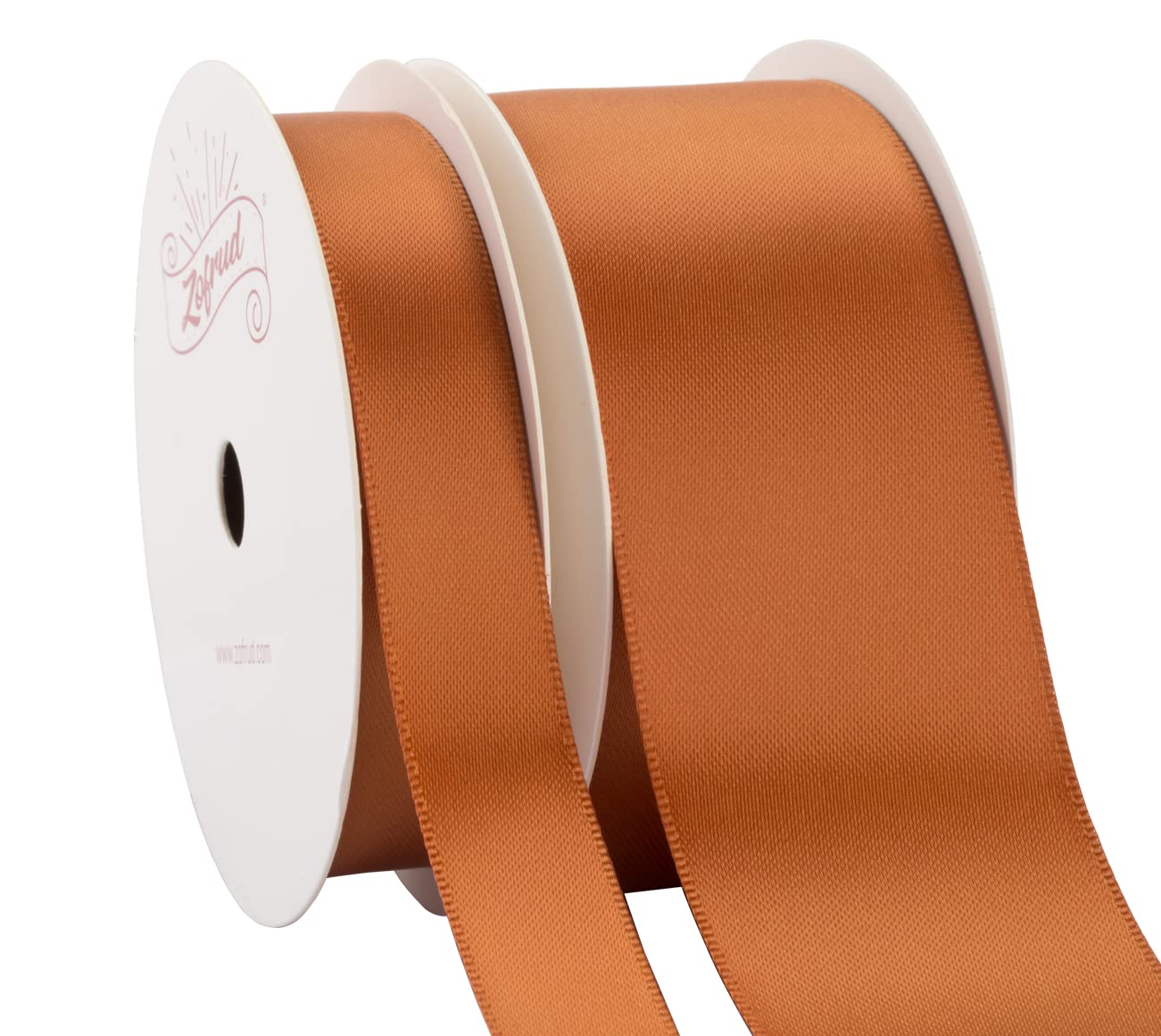 Zofrud 2 Rolls of Coper Double Faced Satin Ribbon - 18 Meters Total (16mm and 38mm x 9M) - Ideal for Crafts Gift Wrapping, and Weddings