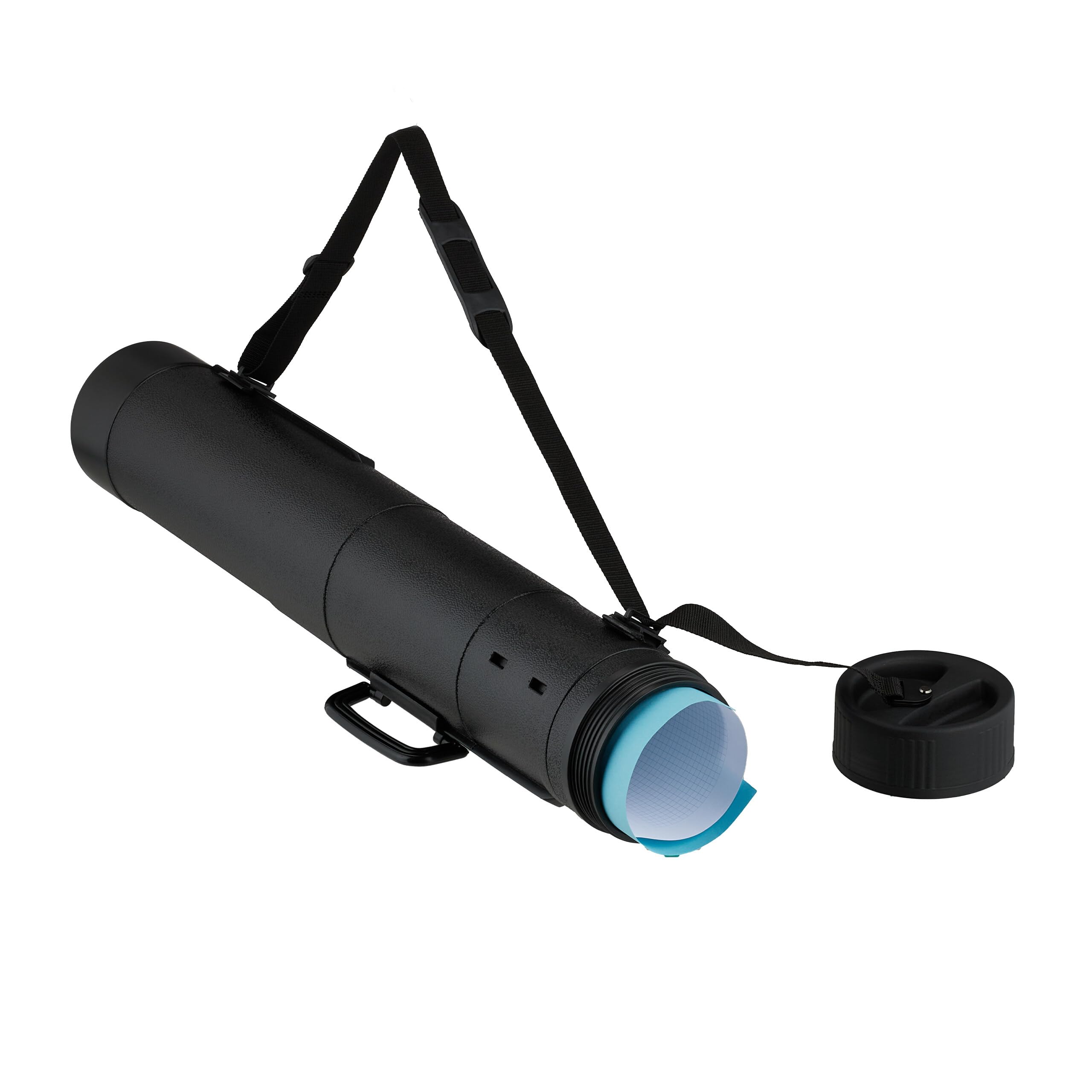 Relaxdays Telescopic Poster Roll for Transport, Fits up to DIN A0, Ø14cm, 80–135cm, Black