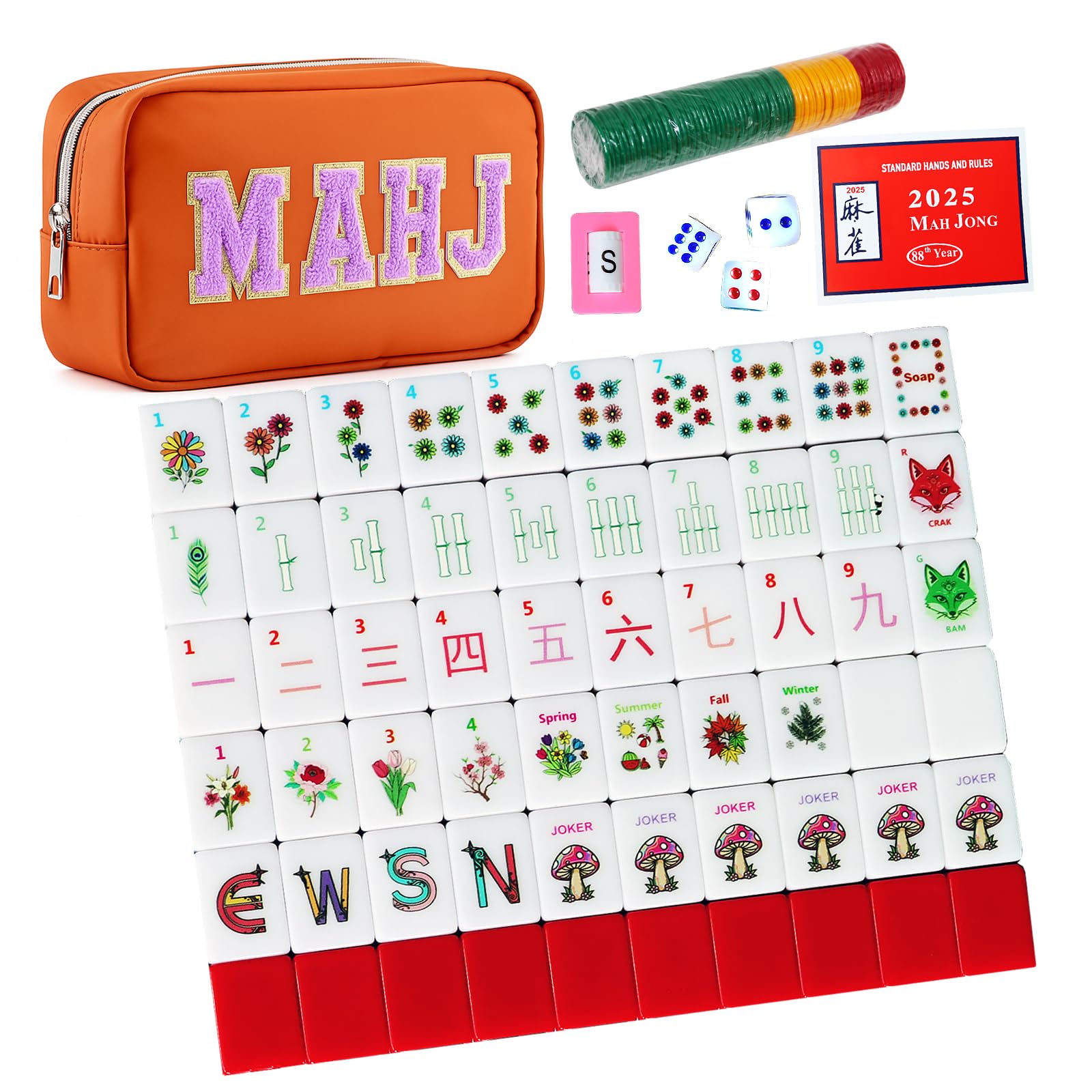 Photo 1 of Fzkaly American Mahjong Set Complete 166 Melamine Tiles with Mahjong Rule Cards – Durable Beautiful Mahjong Tile Set Cute, Travel Mahjong Game Set Gift with Bag, Perfect for Beginners