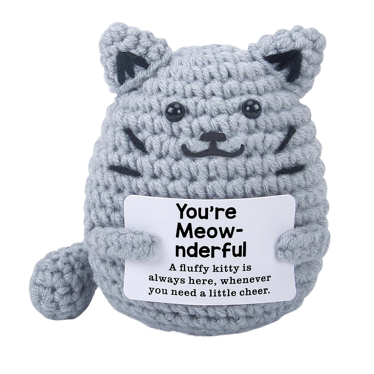 Onperpoe Emotional Support Gift, Cute Positive Crochet Cat with Encouragement Card