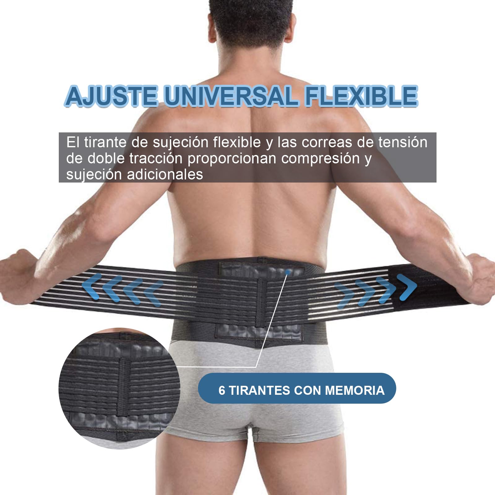 Paskyee Faja Lumbar Hombre y Mujer de la Espalda con 6 Soportes - Soporte Lumbar Para Aliviar el Dolor Ajustable la Parte Inferior de la Espalda, Para Lesiones lumbares y de espalda