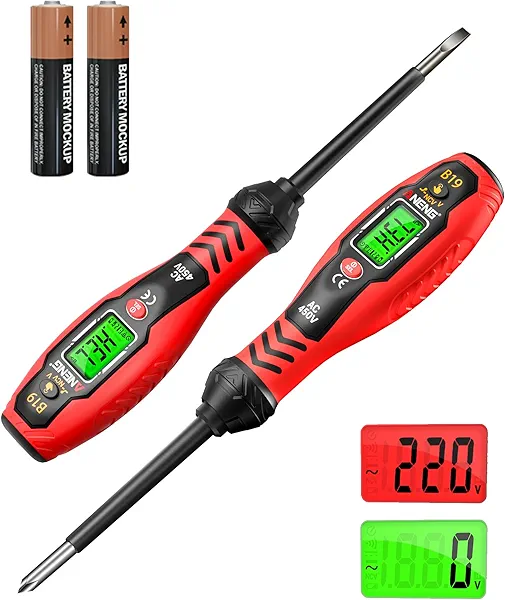 ANENG Voltage Tester with Screwdriver Electrical Tester Tool Non Contact Voltage Detector Dual Range AC 11V/30V-1000V,Live/Null Wire Electric Tester with LCD Display,Buzzer Alarm,Breakpoint Finder
