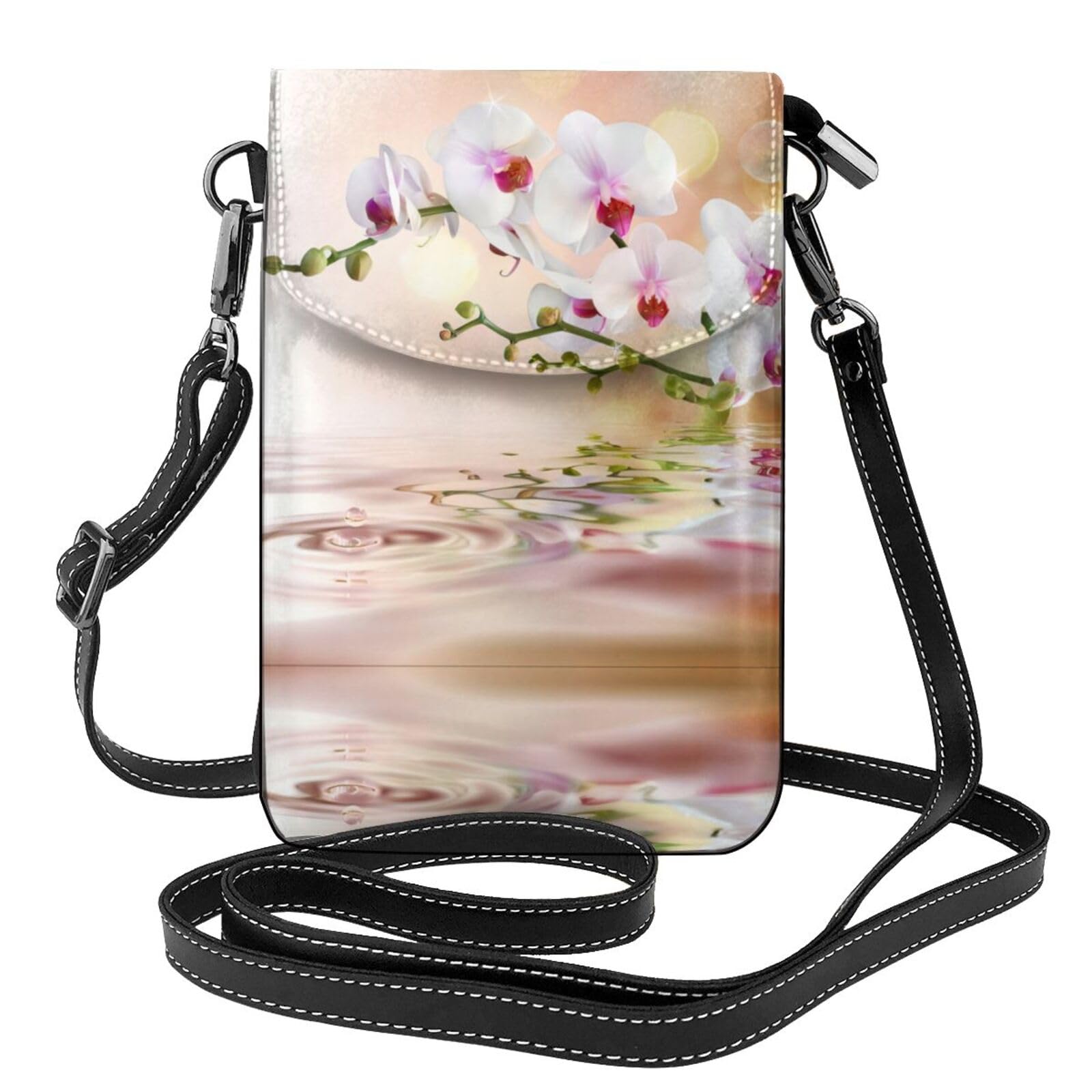 Pochette rabat orchidée blanche en microfibre PU haute finition