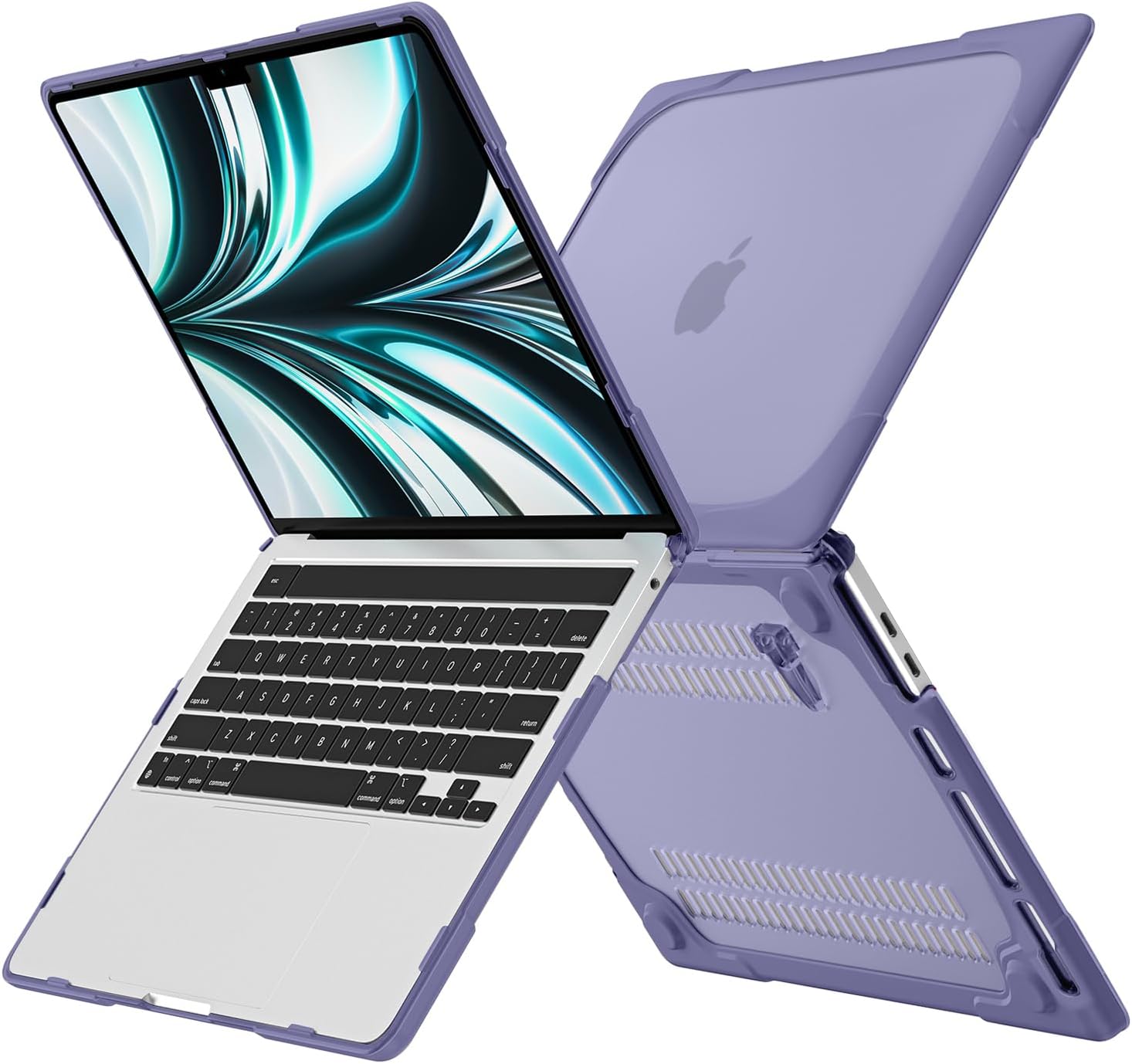 DONGKE for MacBook Pro 13 inch Case 2023 2022 2021 2020 A2338 M2 M1 A2289 A2251 with Touch Bar & Touch ID, Heavy Duty Rugged Shockproof Plastic Hard Shell with Fold Kickstand, Lavender Gray