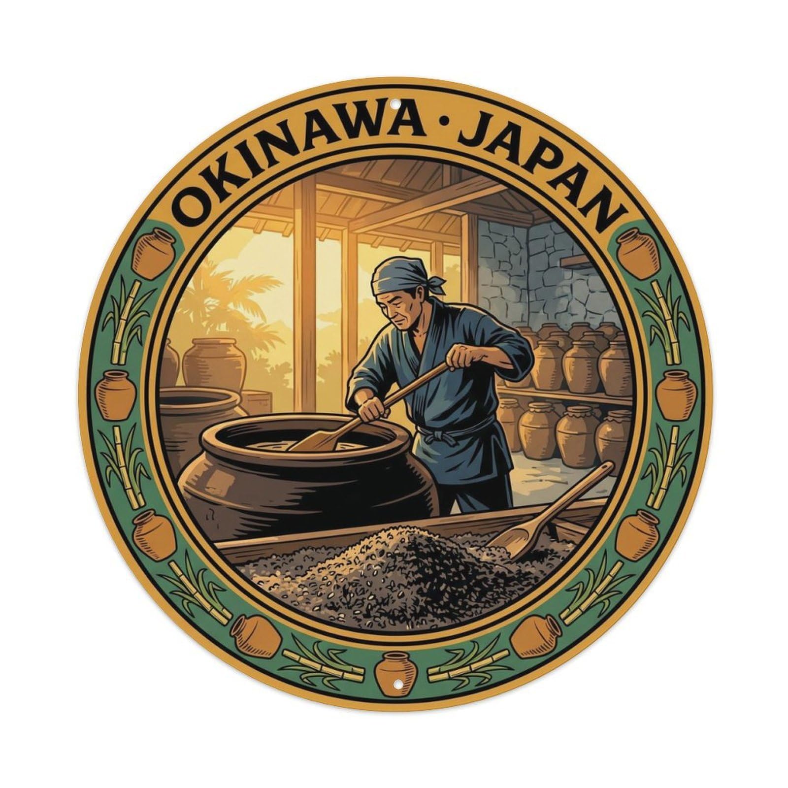 Okinawa Island Ferment Craft Heritage Culture Metal Tin Sign