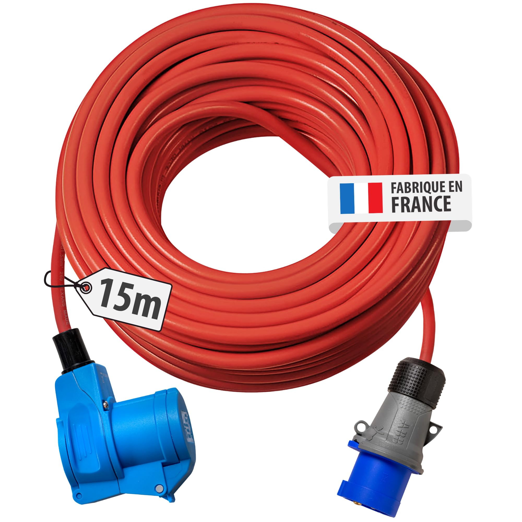 Brennenstuhl Rallonge électrique/Prolongateur électrique pour Camping-Cars, caravanes, Bateaux, commerces ambulants (15m H07RN-F 3G1,5, en extérieur), fabriquée en France