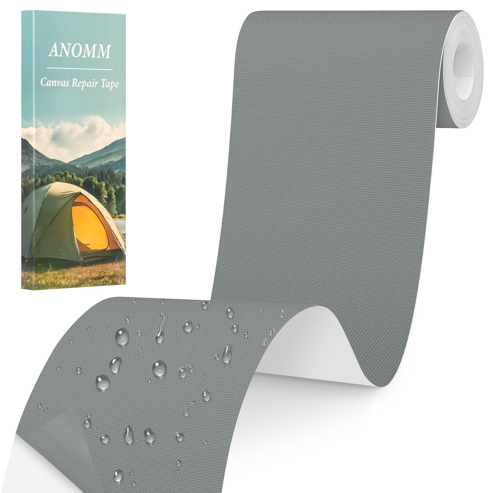 ANOMM Canvas Repair Patch, Self-Adhesive Fabric Patch, Waterproof Outdoor Gear Patchs for Canvas, Tents, Car Seats, RV Roofs, and Luggage (10 * 200cm, Gray)