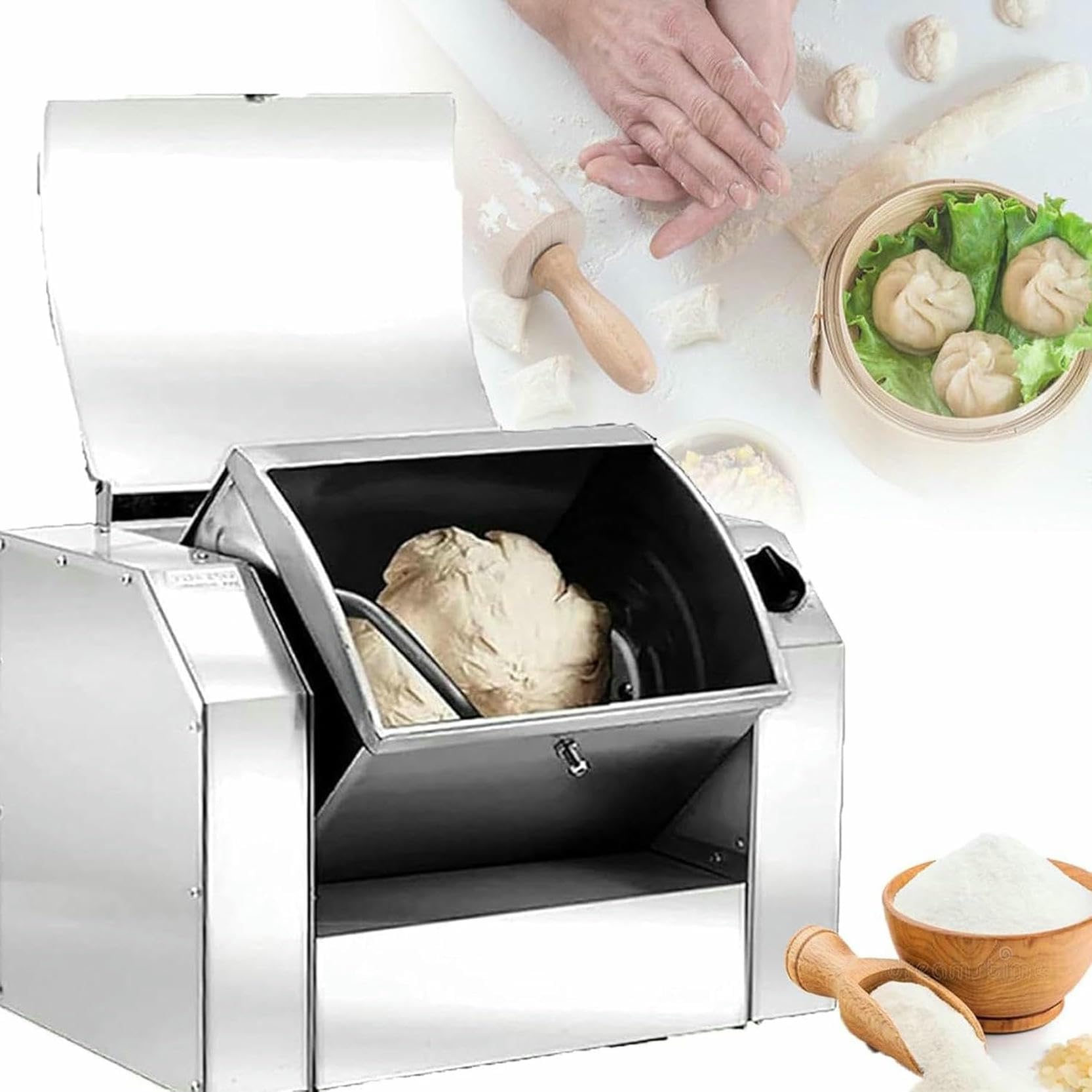 Blender Di Farina Professionale 7 Kg Di Capacità Di Pasta Per Pasta Per Pasta Per Miscelatore In Acciaio Inossidabile Mixer Alimentare Commerciale Versatile, Utilizzato In Panetterie, Ristoranti,