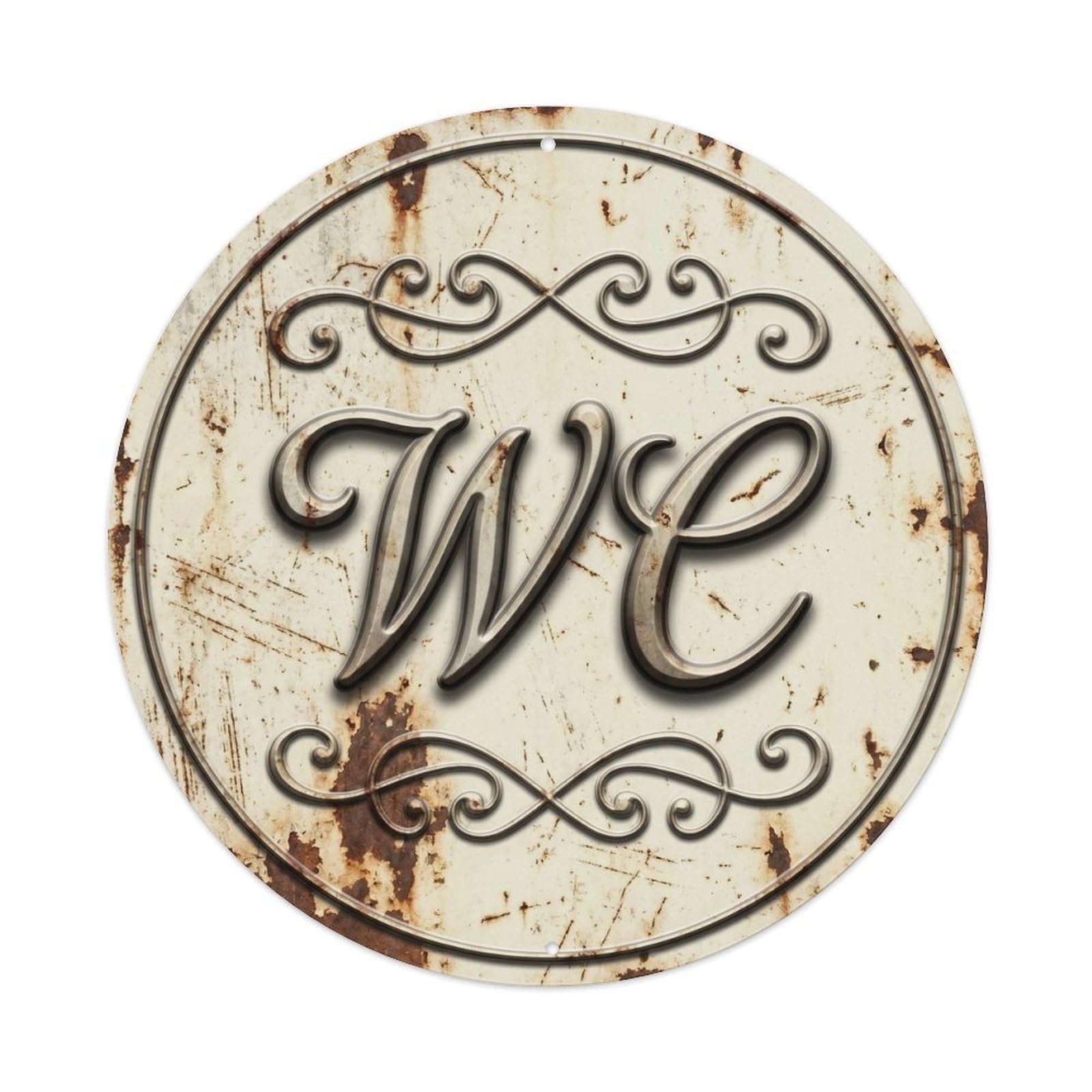 Toilet （WC） Provincial Plate Metal Tin Sign Plaque Wall Decor for Cafe, Club Bar, Office, Home Garden Round Metal Poster 8x8Inch
