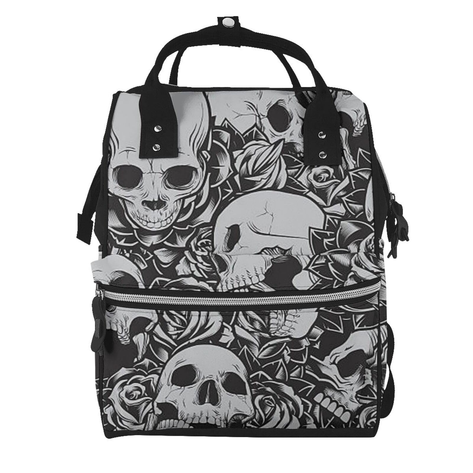 BONDIJ Horrible Dark Skulls printed diaper bag organizing pouches,Large Capacity Multifunction Diaper Bag Backpack