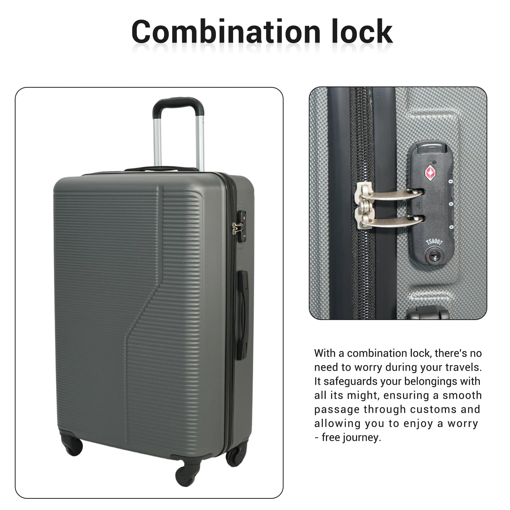 3 Piece Luggage Set Hardside Expandable Suitcase with Spinner Wheels, TSA Lock, Lightweight ABS Luggage for Travel 20/24/28 Inch — view 3
