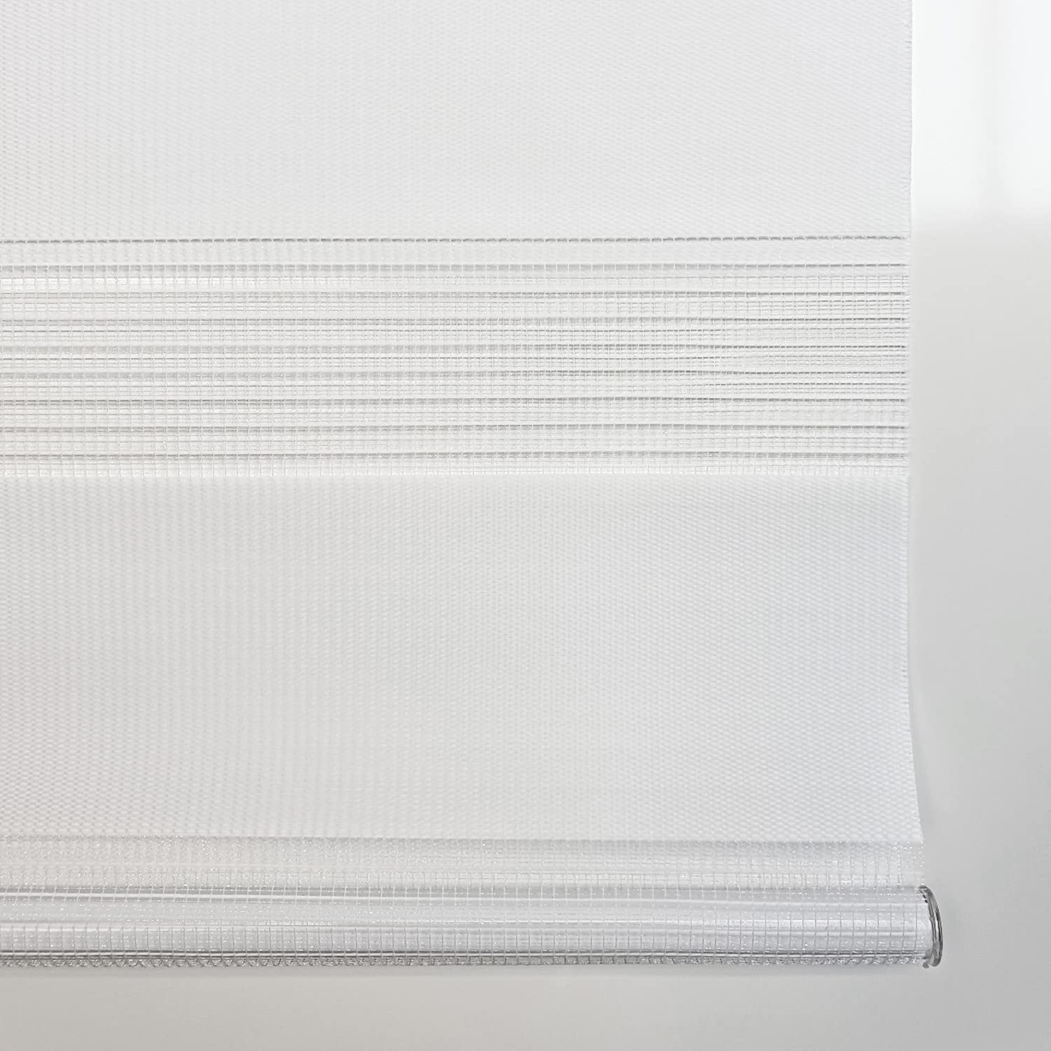 MADECOSTORE Estor Doble enrollador de día Nocturno, Blanco, 65 x 190 cm, fijación con o sin Taladro, Cadena coordinada