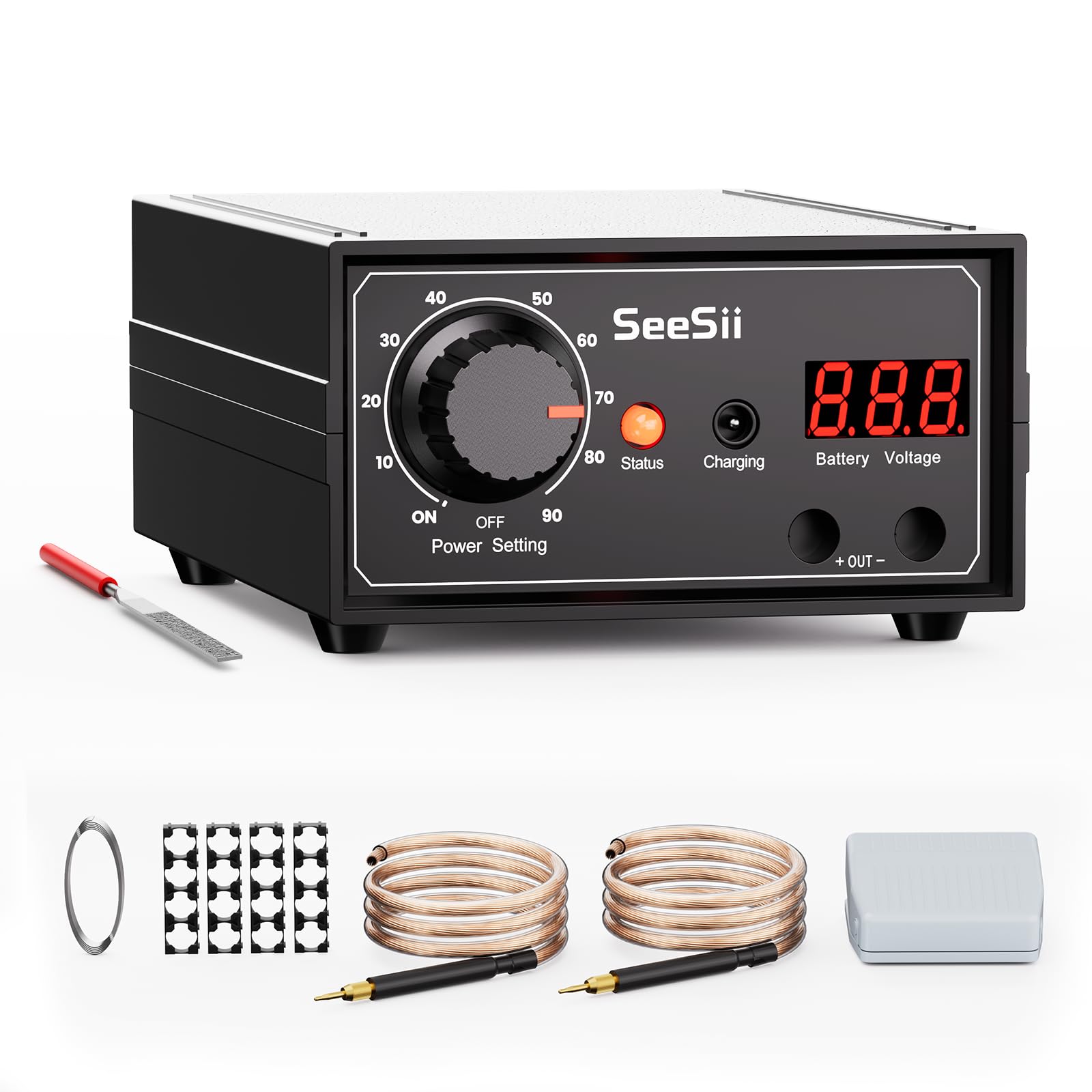 SEESII Battery Spot Welder: 0.1-0.3mm Spot Welding with Dual Pulse Output, DIY Battery Packs, 8000W Portable Spot Welder with Foot Pedal/Auto Mode for Lithium