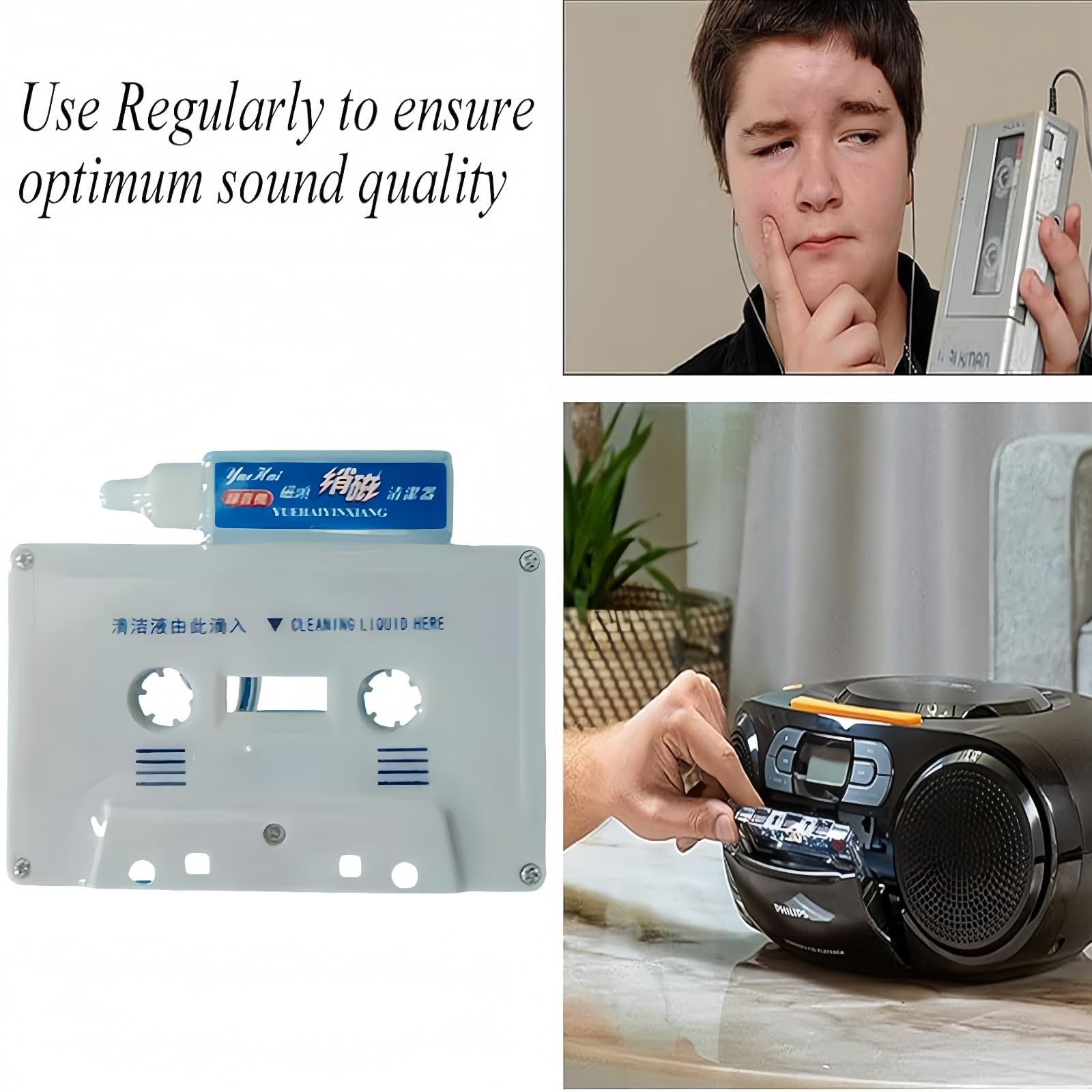 Kit d'entretien de tête de cassette, nettoyeur de cabestan et démagnétiseur pour lecteur cassette, entretien humide