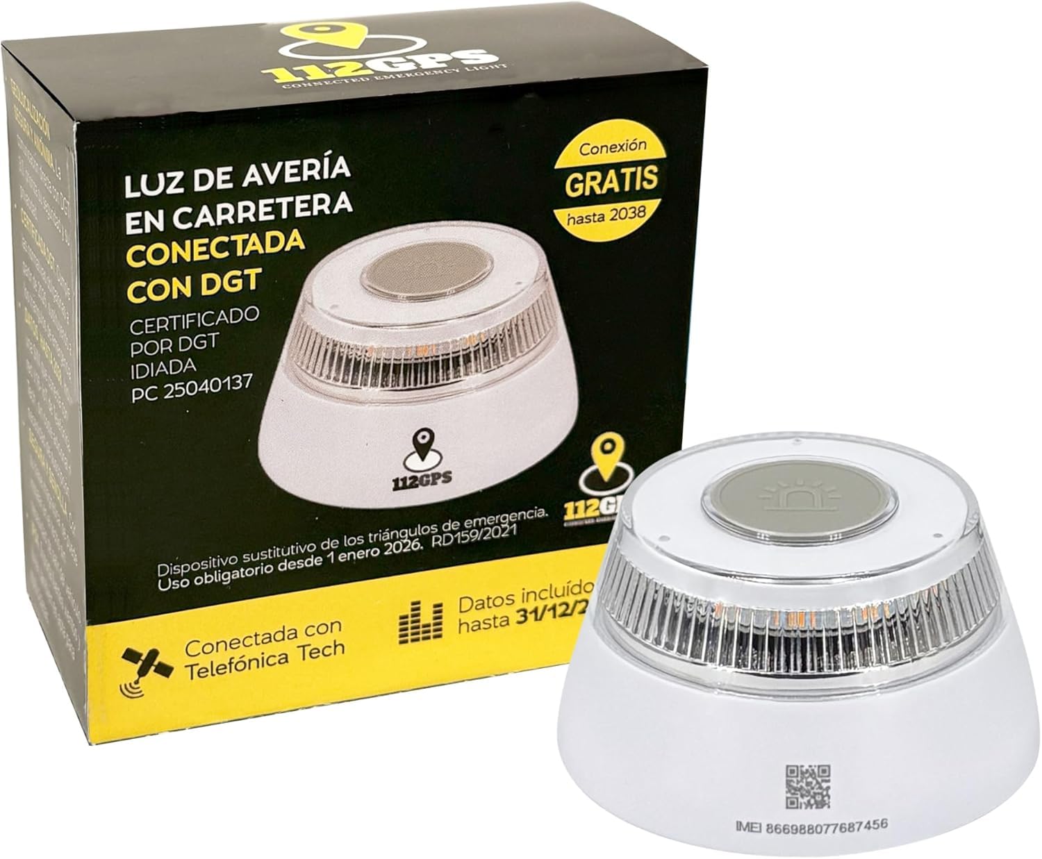 DGT Approved V16 Emergency Light with Rechargeable Battery and USB Cable Included - Magnetic - Signals Vehicle with Safety Breakdown Case