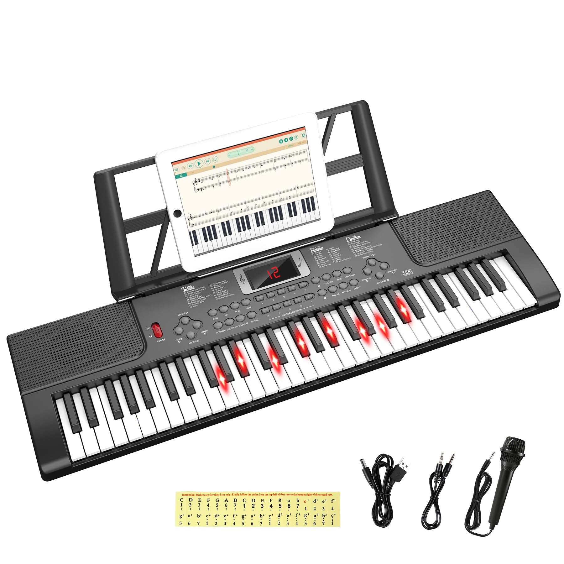 Electronic Keyboard Piano 61 Keys with LED Light