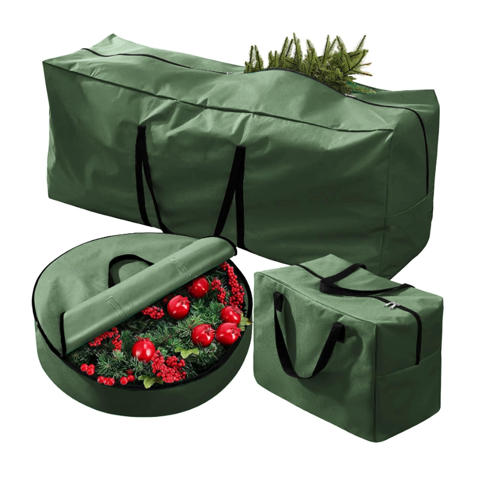 lvifloae Artificial Christmas Tree Storage Bag Set Large Capacity Oxford Cloth Christmas Tree Storage Bag Oversized Heavy Duty Holiday Storage Box Red (Green)