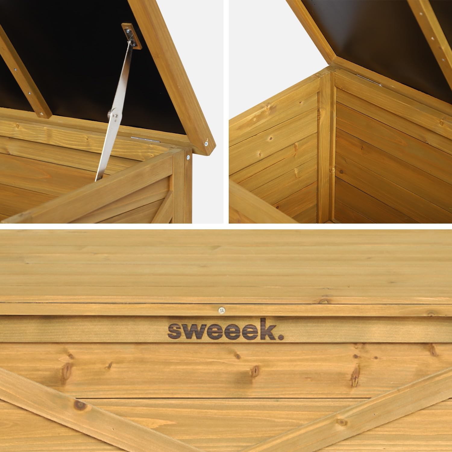 sweeek Cassapanca in Legno di Abete 80cm Marrone Naturale - 80x48x50 cm