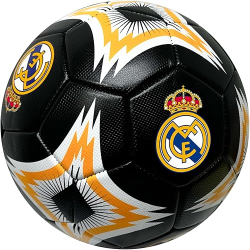 Miniatura 2 de Icon Sports Balón de fútbol Real Madrid, para todas las edades, tallas 2,4 y 5, con licencia R. Madrid Black Ball