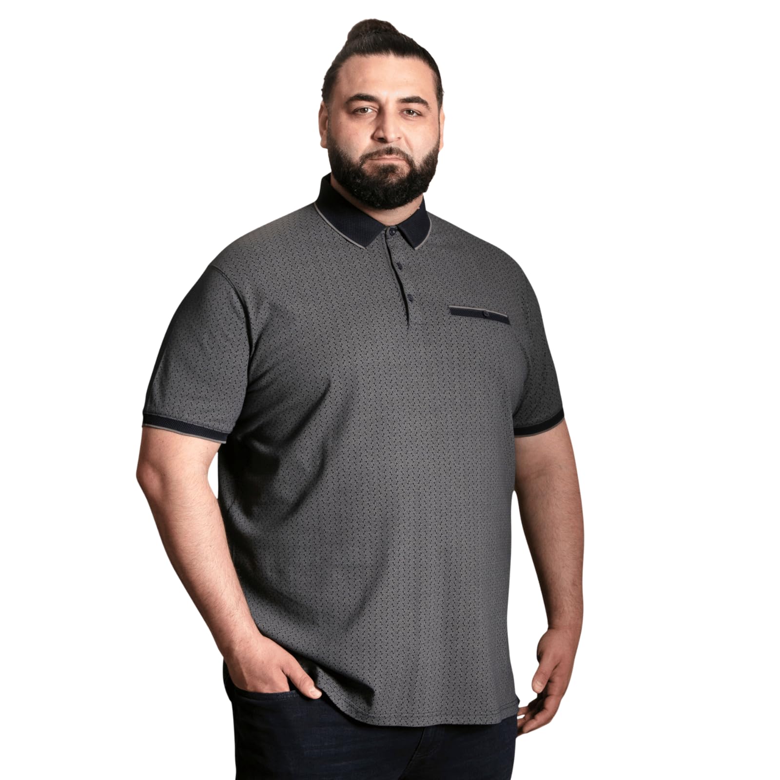 Duke Mens Scarborough Patterned Pure Cotton Polo Shirt - Blue - 5XL