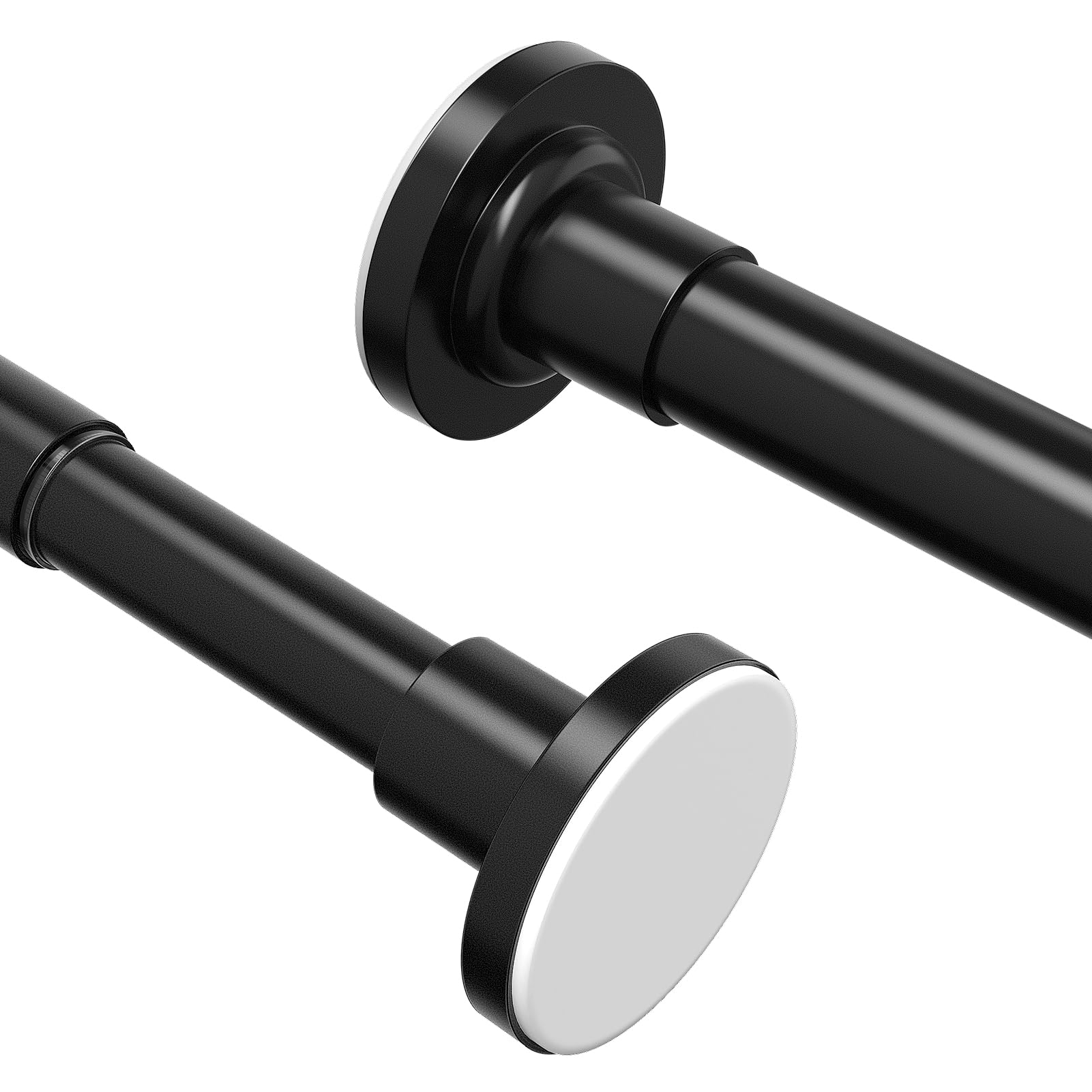 Yeabett 2 Pcs Extendable Curtain Rod, 48-119.4cm Shower Curtain Pole, Tension Rods for Curtains No Drilling, No Slip, No Rust, Black