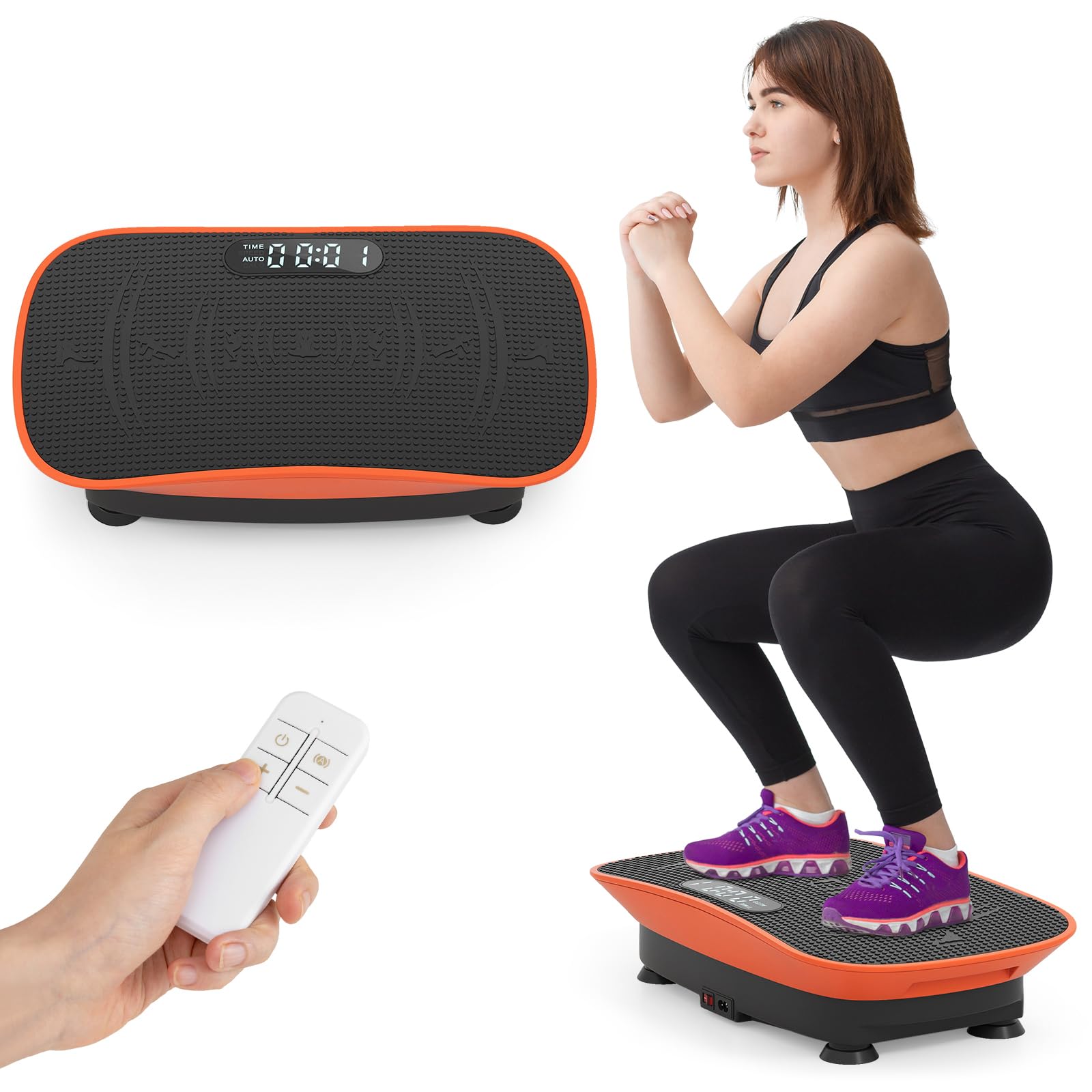 COSTWAY Vibration Plate Exercise Machine, Mini Shake Plate (Orange)